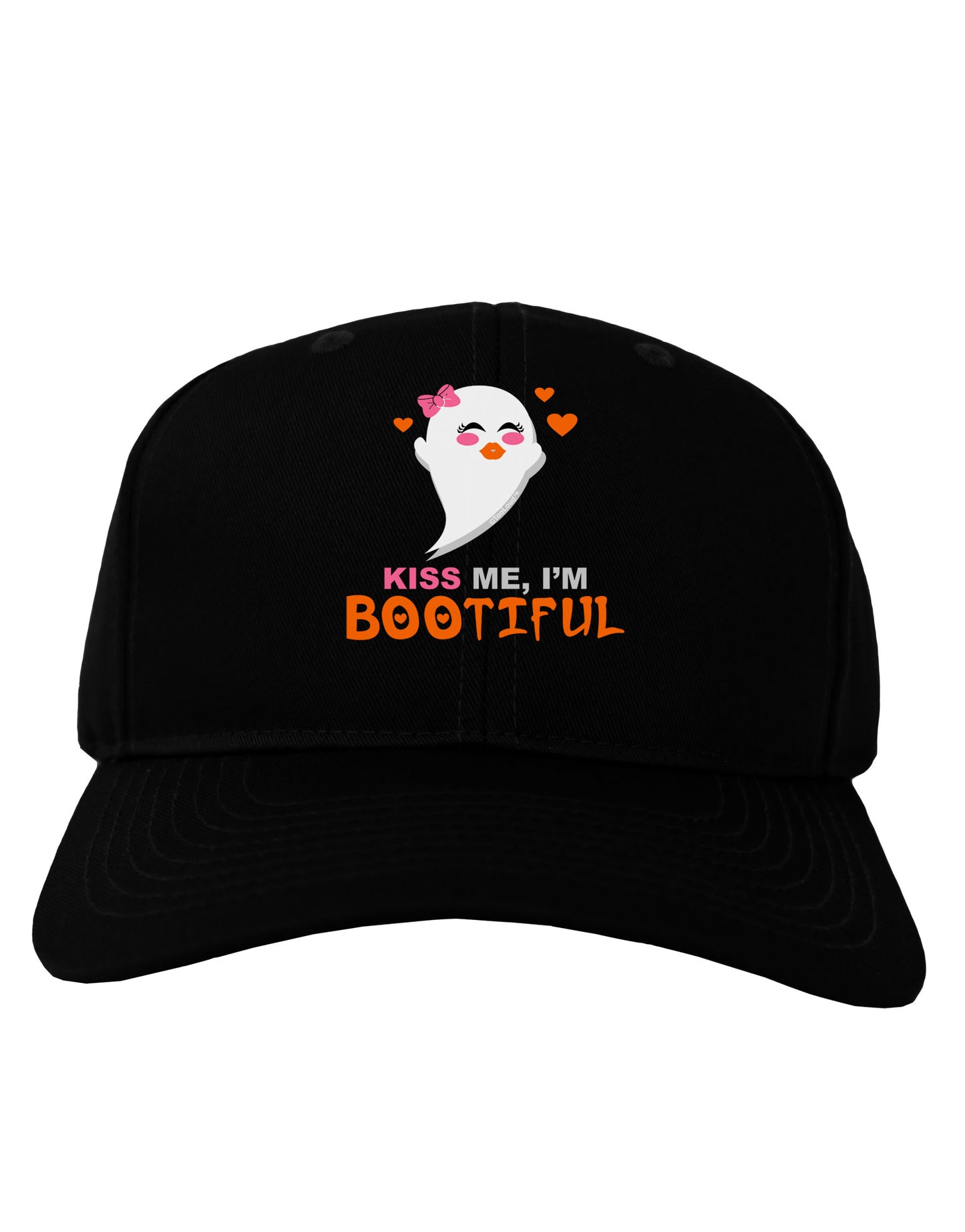 Kiss Me BOOtiful Ghost Orange Adult Dark Baseball Cap Hat-Baseball Cap-TooLoud-Black-One Size-Davson Sales
