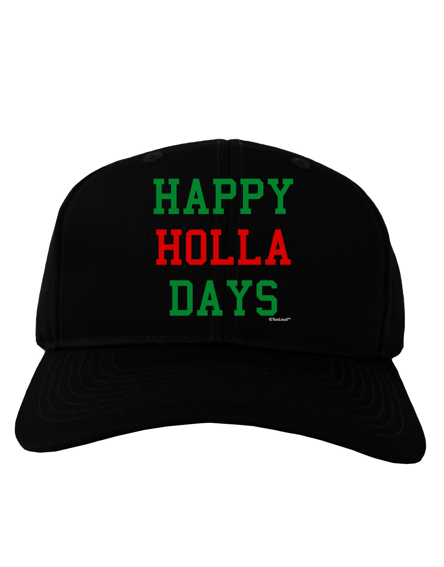 Happy Holla Days - Red and Green Adult Dark Baseball Cap Hat by TooLoud-Baseball Cap-TooLoud-Black-One Size-Davson Sales