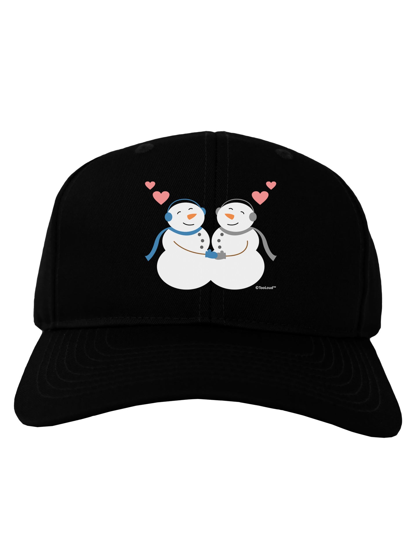 Cute Snowman Couple Adult Dark Baseball Cap Hat by TooLoud-Baseball Cap-TooLoud-Black-One Size-Davson Sales