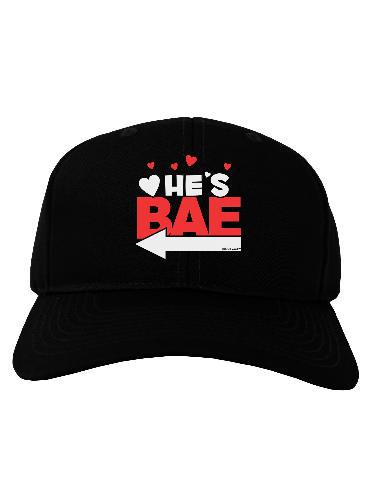 He's BAE - Left Arrow Adult Dark Baseball Cap Hat-Baseball Cap-TooLoud-Black-One Size-Davson Sales