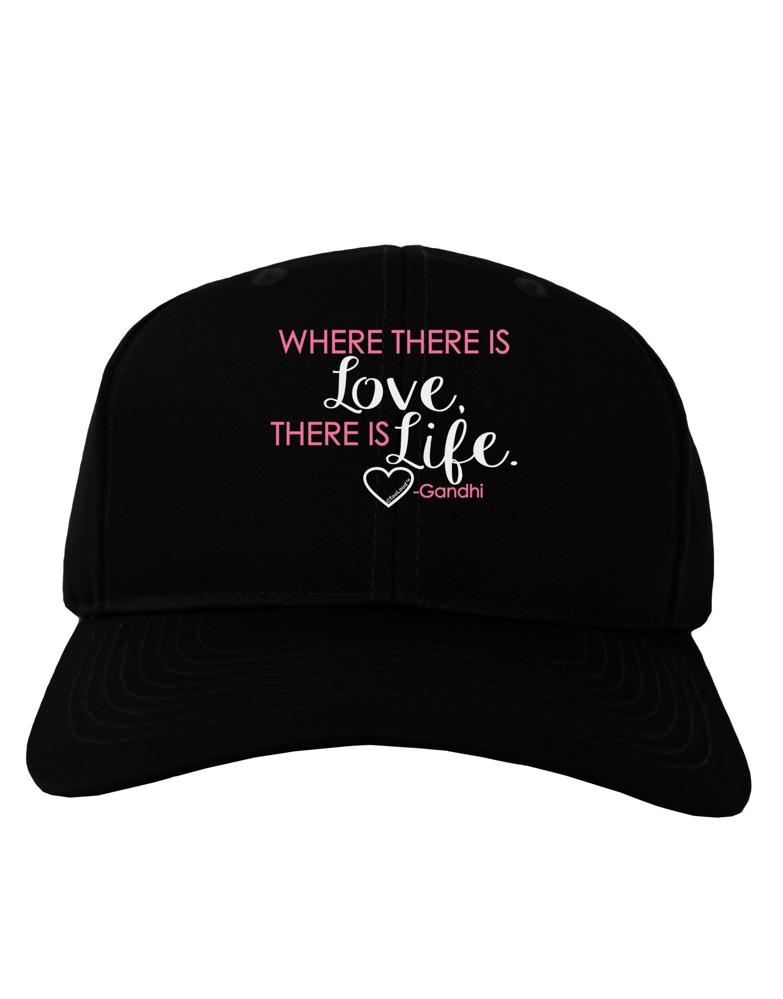 TooLoud Where There Is Love Gandhi Adult Dark Baseball Cap Hat-Baseball Cap-TooLoud-Black-One Size-Davson Sales