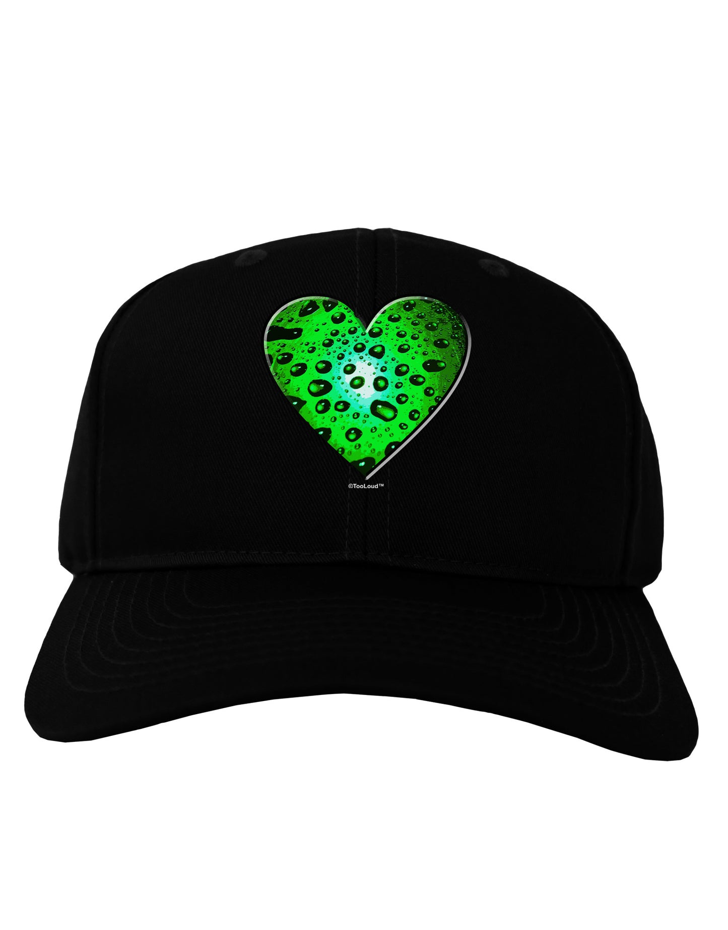 Water Droplet Heart Green Adult Dark Baseball Cap Hat by TooLoud-Baseball Cap-TooLoud-Black-One Size-Davson Sales