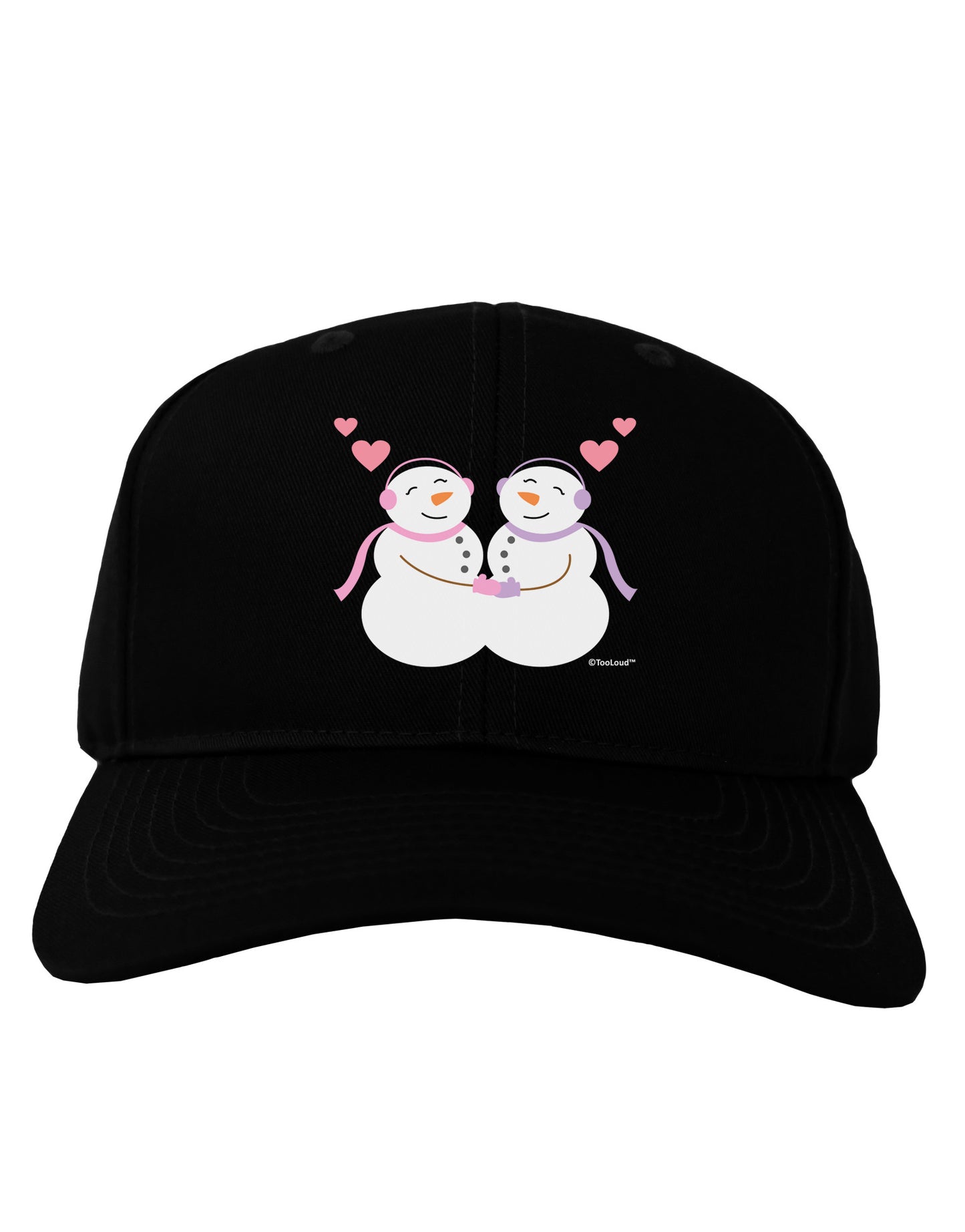 Cute Snowwoman Couple Adult Dark Baseball Cap Hat by TooLoud-Baseball Cap-TooLoud-Black-One Size-Davson Sales