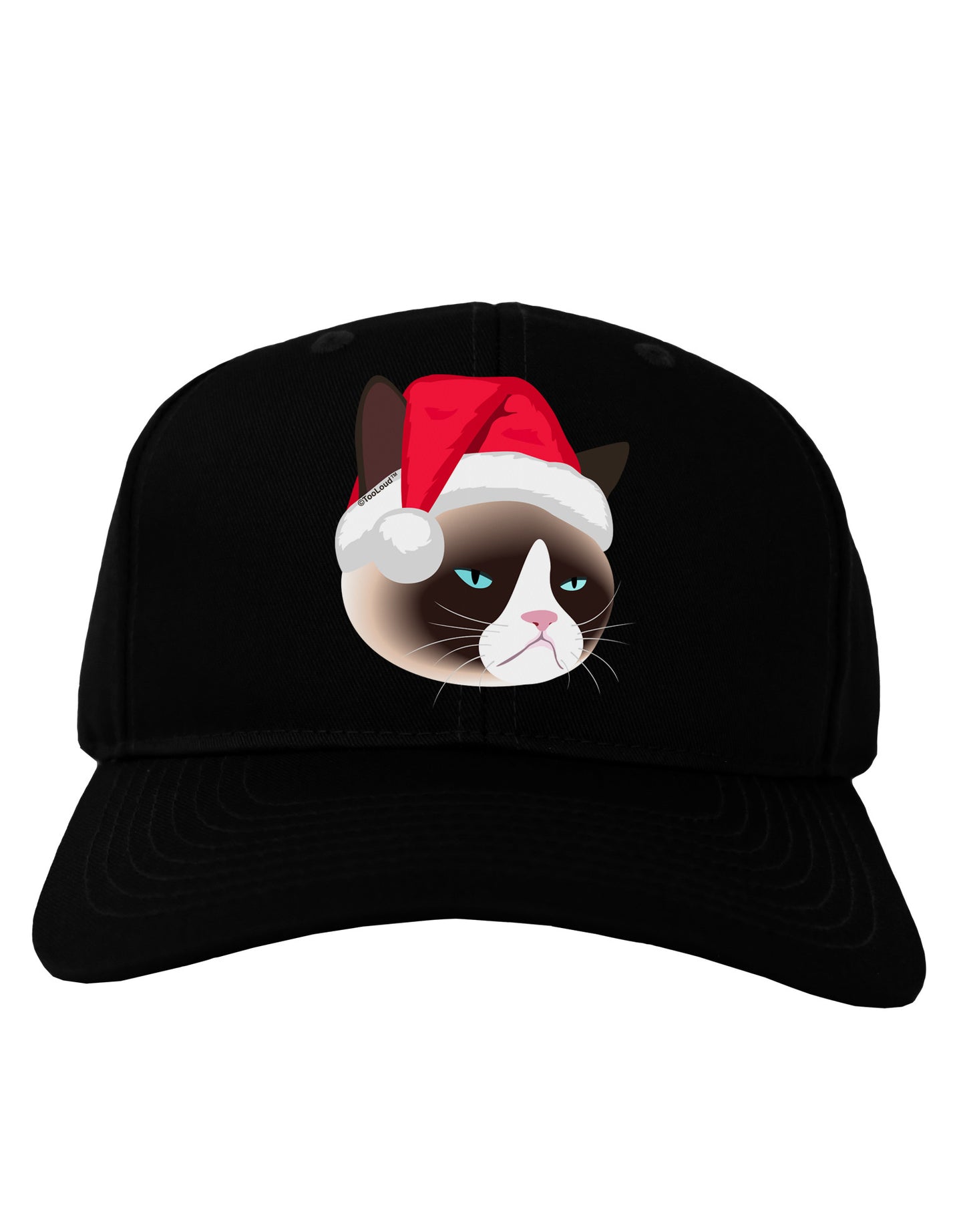 Santa Hat Disgruntled Siamese Cat Adult Dark Baseball Cap Hat by-Baseball Cap-TooLoud-Black-One Size-Davson Sales