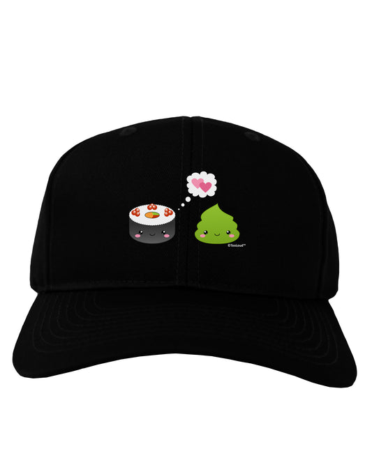 Cute Sushi and Wasabi Love Adult Dark Baseball Cap Hat by TooLoud-Baseball Cap-TooLoud-Black-One Size-Davson Sales