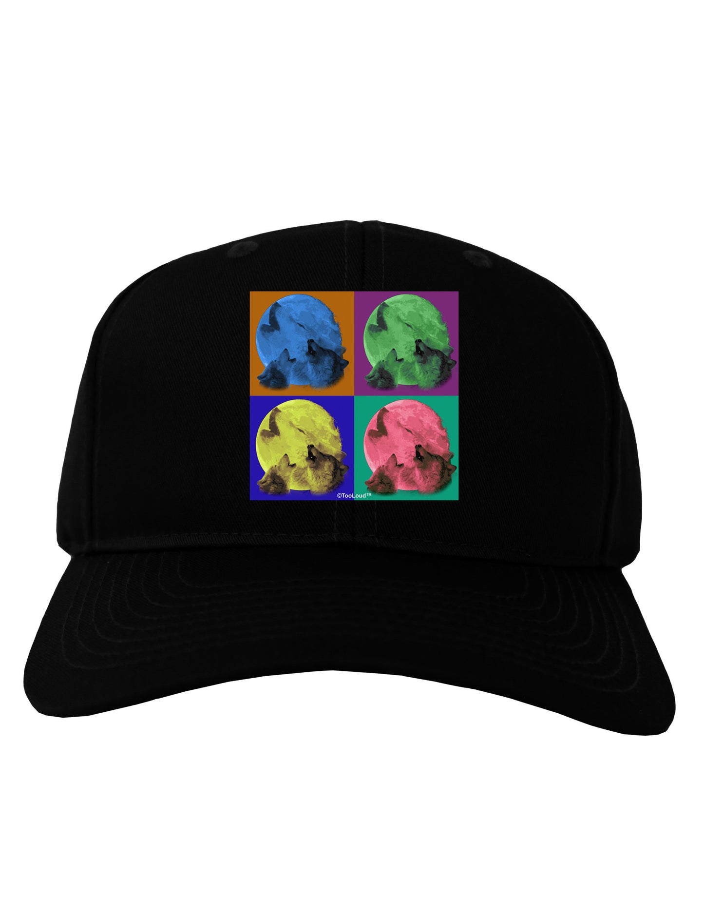 Three Wolves Howling - Pop-Art #2 Adult Dark Baseball Cap Hat by TooLoud-Baseball Cap-TooLoud-Black-One Size-Davson Sales