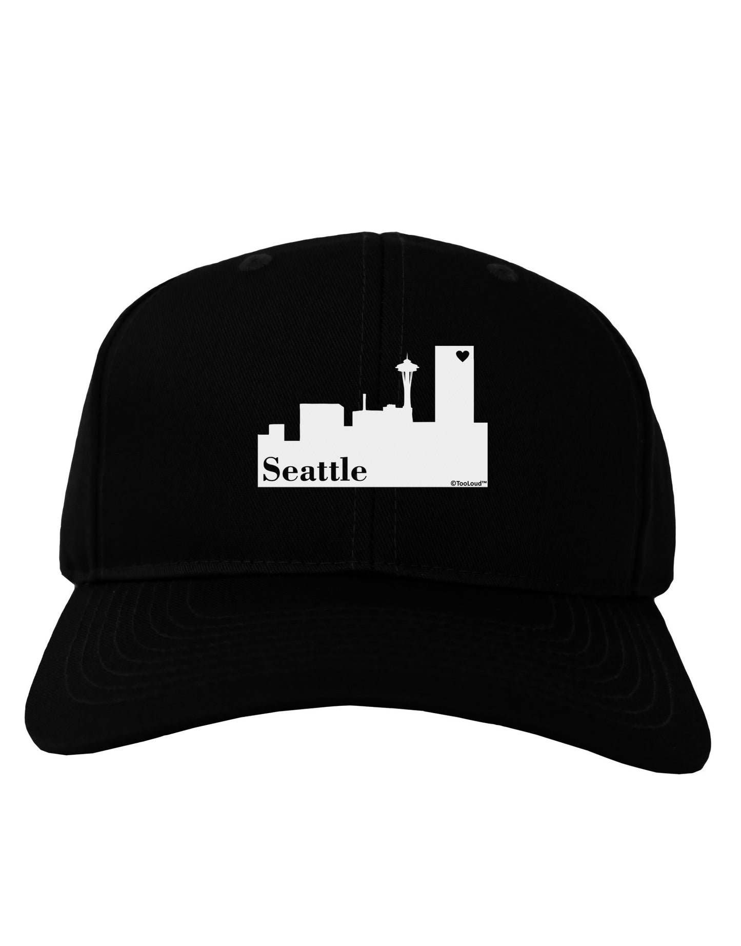 Seattle Skyline with Space Needle Adult Dark Baseball Cap Hat by TooLoud-Baseball Cap-TooLoud-Black-One Size-Davson Sales