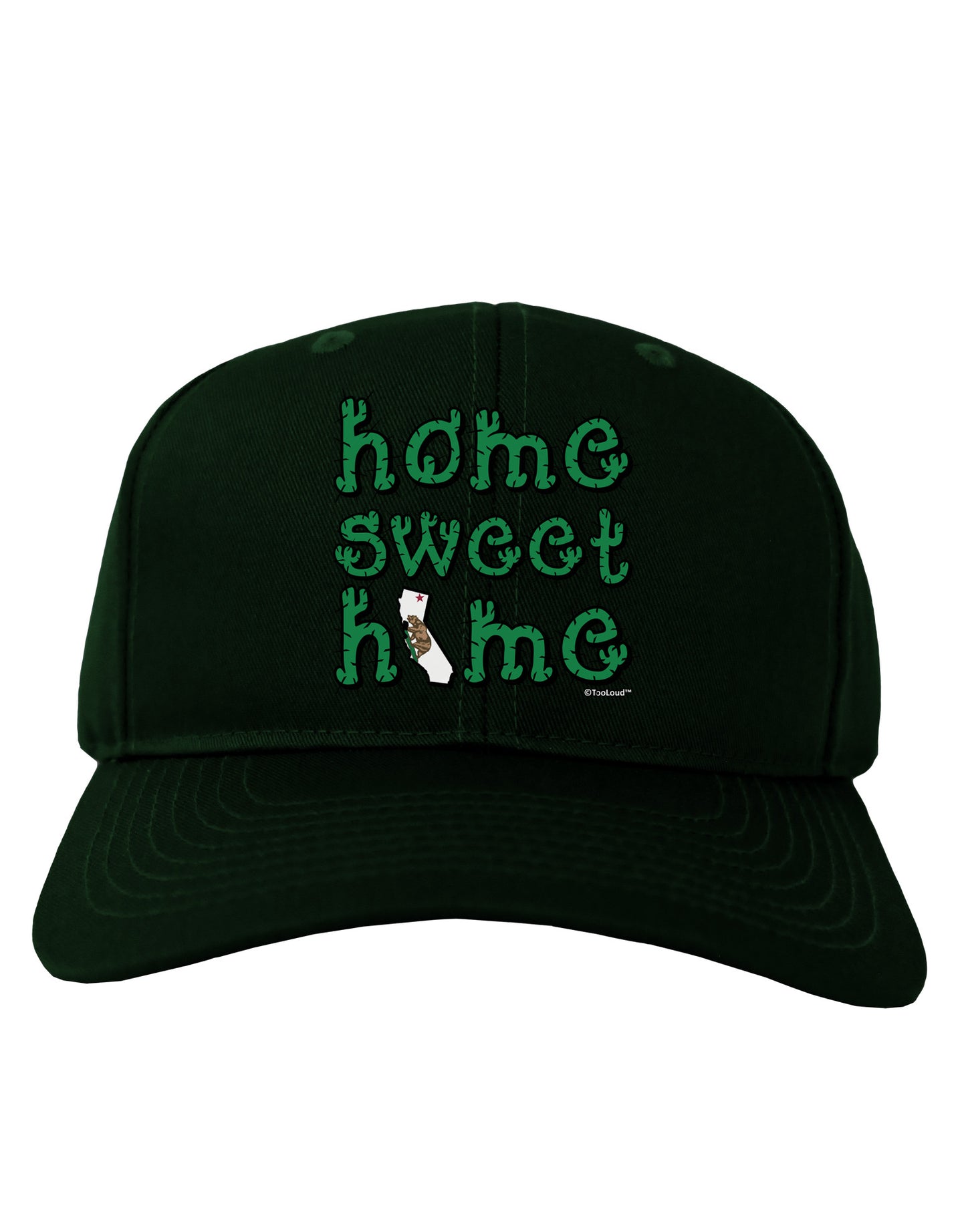 Home Sweet Home - California - Cactus and State Flag Adult Dark Baseball Cap Hat by TooLoud-Baseball Cap-TooLoud-Hunter-Green-One Size-Davson Sales