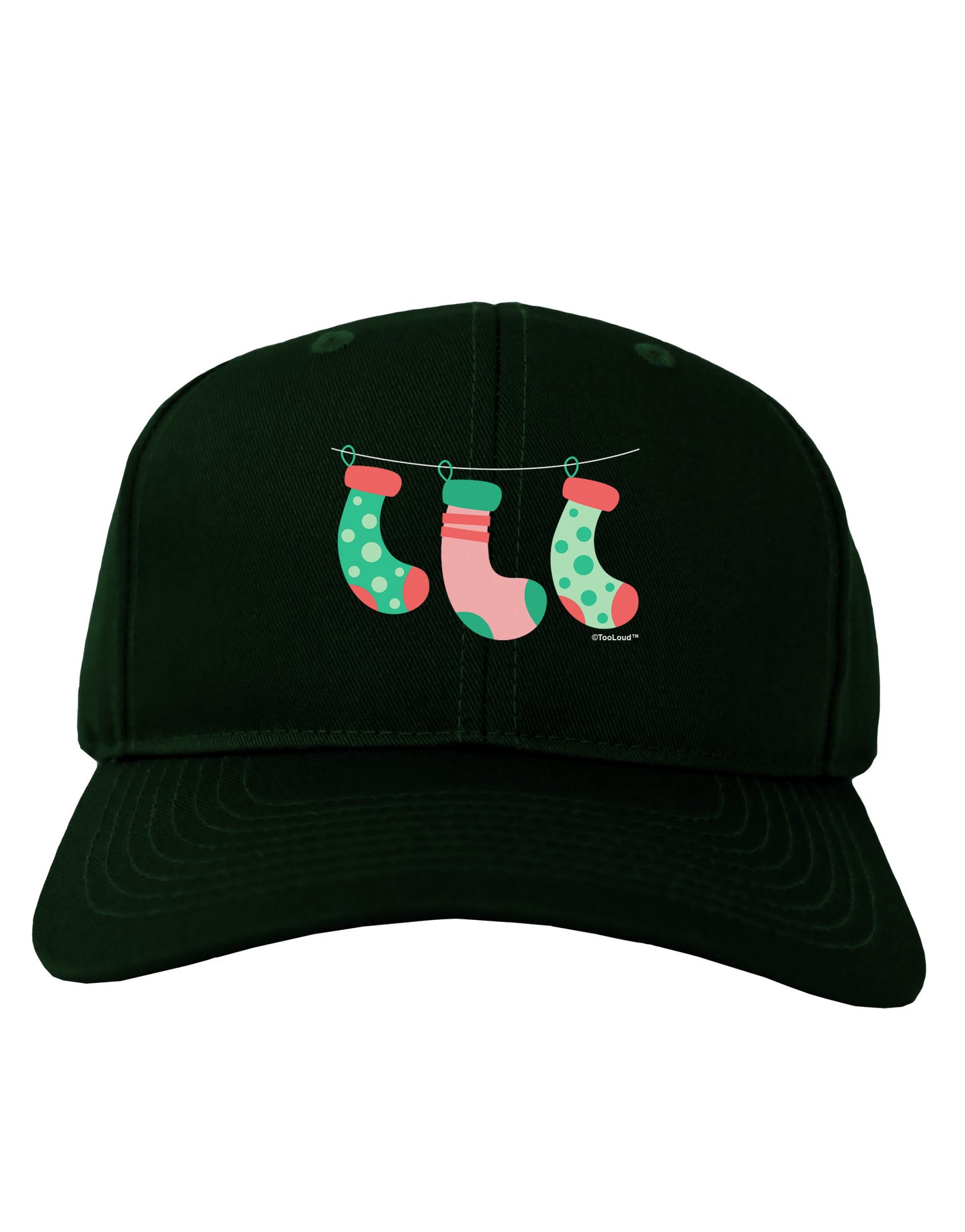 Cute Hanging Christmas Stockings Adult Dark Baseball Cap Hat by TooLoud-Baseball Cap-TooLoud-Hunter-Green-One Size-Davson Sales