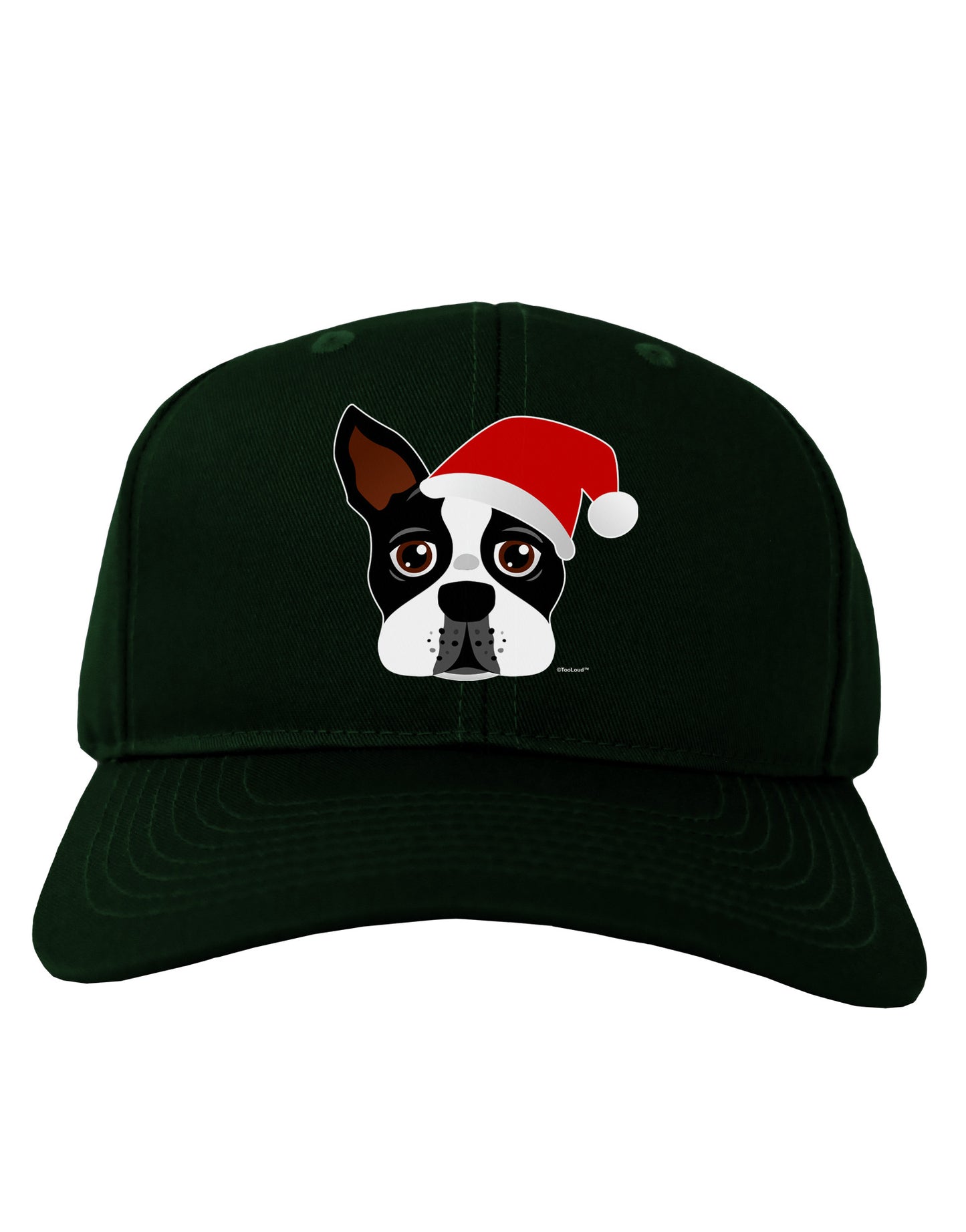 Cute Dog with Santa Hat - Christmas Adult Dark Baseball Cap Hat-Baseball Cap-TooLoud-Hunter-Green-One Size-Davson Sales