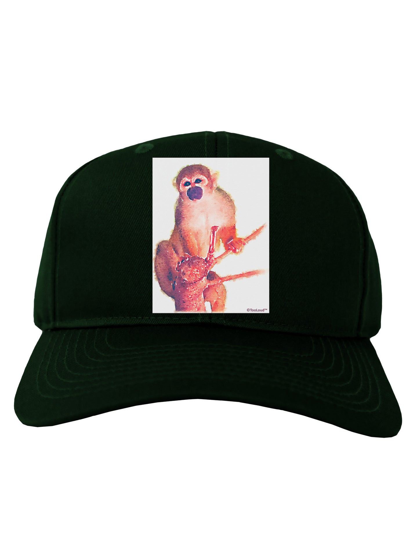 Monkey in Tree Watercolor Adult Dark Baseball Cap Hat-Baseball Cap-TooLoud-Hunter-Green-One Size-Davson Sales