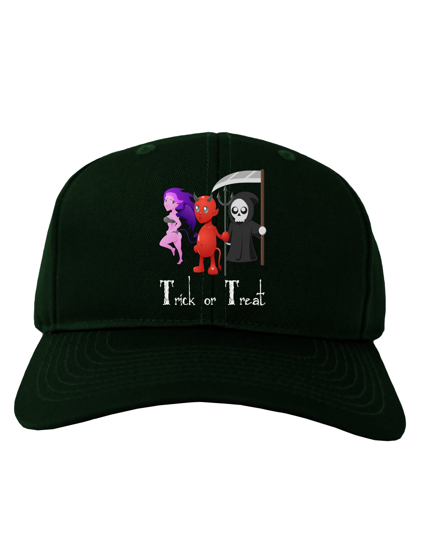 Reaper Devil Succubus - Trick or Treat Adult Dark Baseball Cap Hat-Baseball Cap-TooLoud-Hunter-Green-One Size-Davson Sales