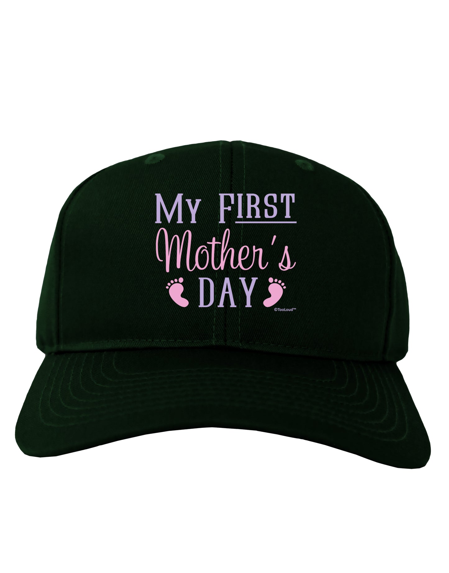 My First Mother's Day - Baby Feet - Pink Adult Dark Baseball Cap Hat by TooLoud-Baseball Cap-TooLoud-Hunter-Green-One Size-Davson Sales