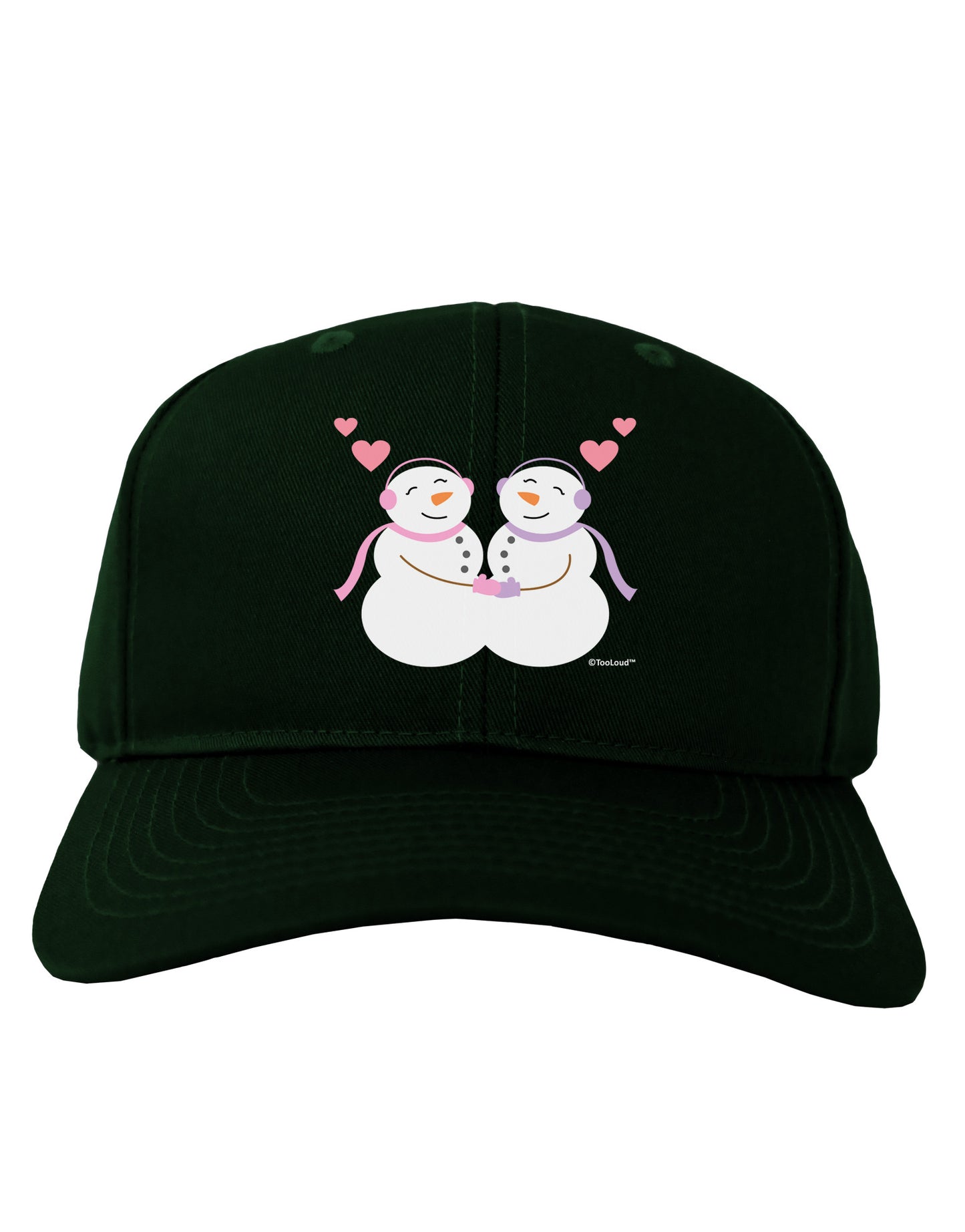 Cute Snowwoman Couple Adult Dark Baseball Cap Hat by TooLoud-Baseball Cap-TooLoud-Hunter-Green-One Size-Davson Sales