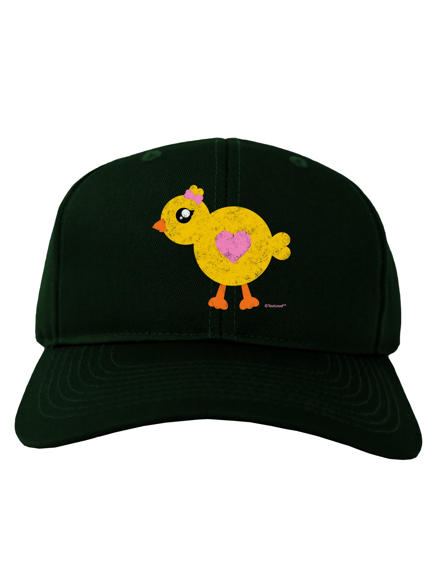 Cute Chick with Bow - Crayon Style Drawing Adult Dark Baseball Cap Hat by TooLoud-Baseball Cap-TooLoud-Hunter-Green-One Size-Davson Sales