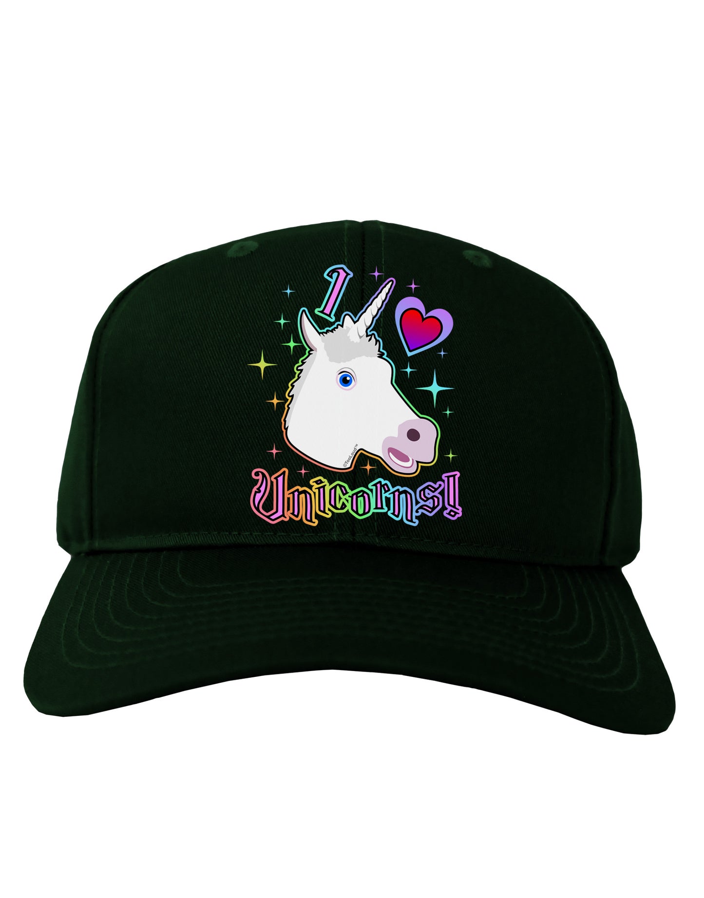 I love Unicorns Adult Dark Baseball Cap Hat-Baseball Cap-TooLoud-Hunter-Green-One Size-Davson Sales