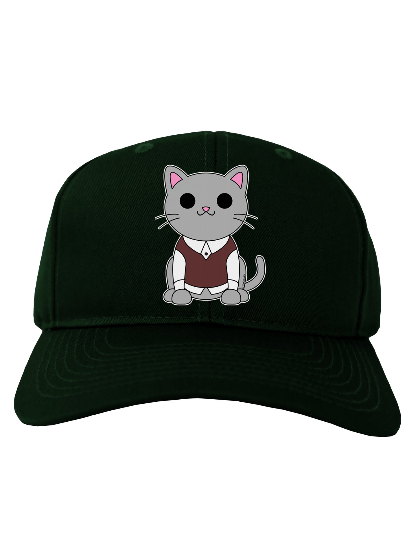 Cute Sweater Vest Cat Design Adult Dark Baseball Cap Hat by TooLoud-Baseball Cap-TooLoud-Hunter-Green-One Size-Davson Sales