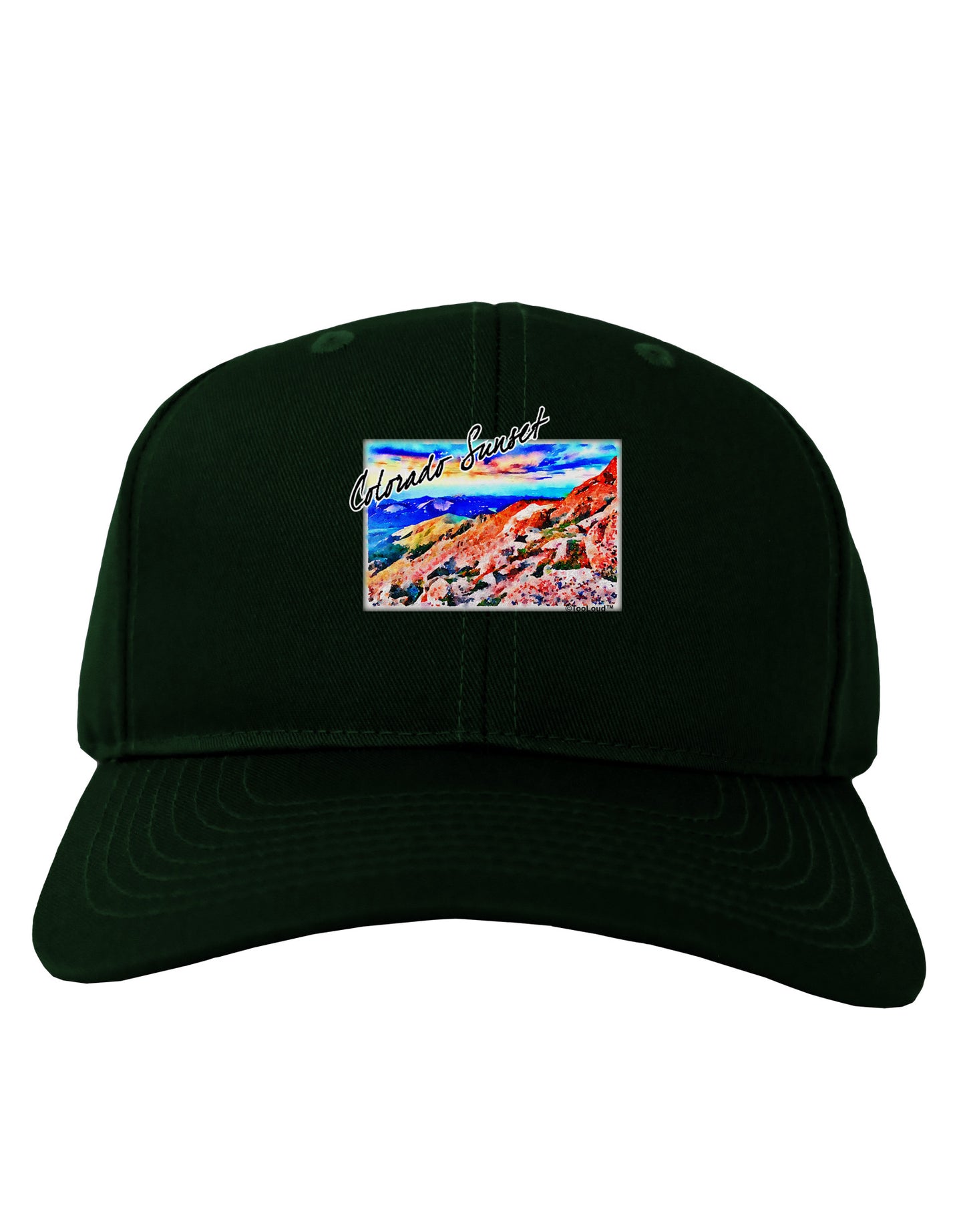 Colorado Mtn Sunset Bold WaterColor Adult Dark Baseball Cap Hat-Baseball Cap-TooLoud-Hunter-Green-One Size-Davson Sales