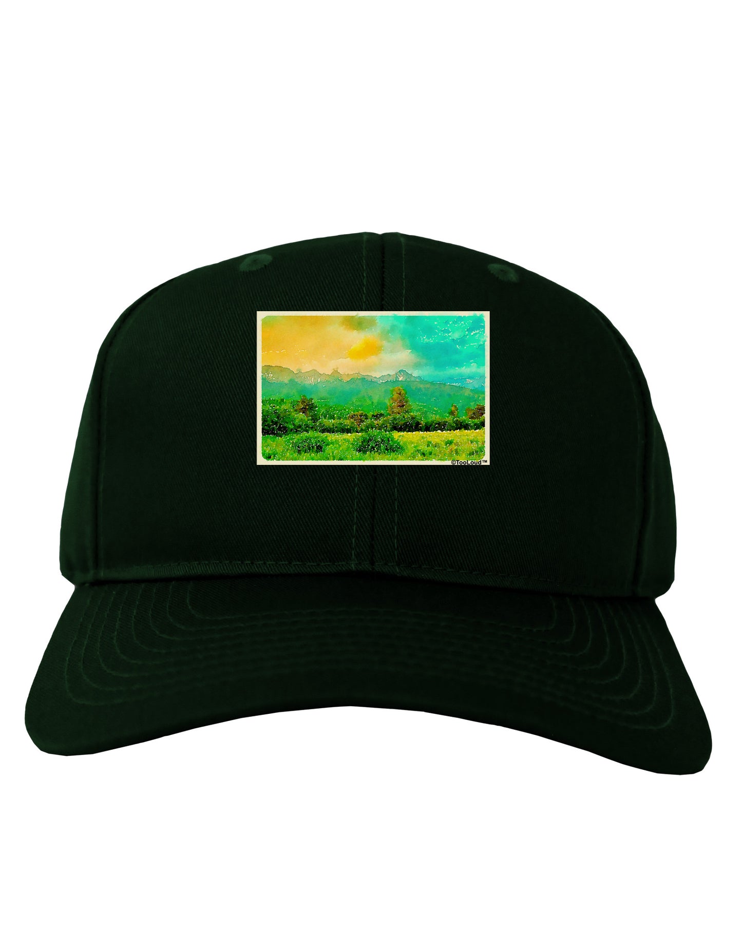Mountain Sunset Watercolor Adult Dark Baseball Cap Hat-Baseball Cap-TooLoud-Hunter-Green-One Size-Davson Sales
