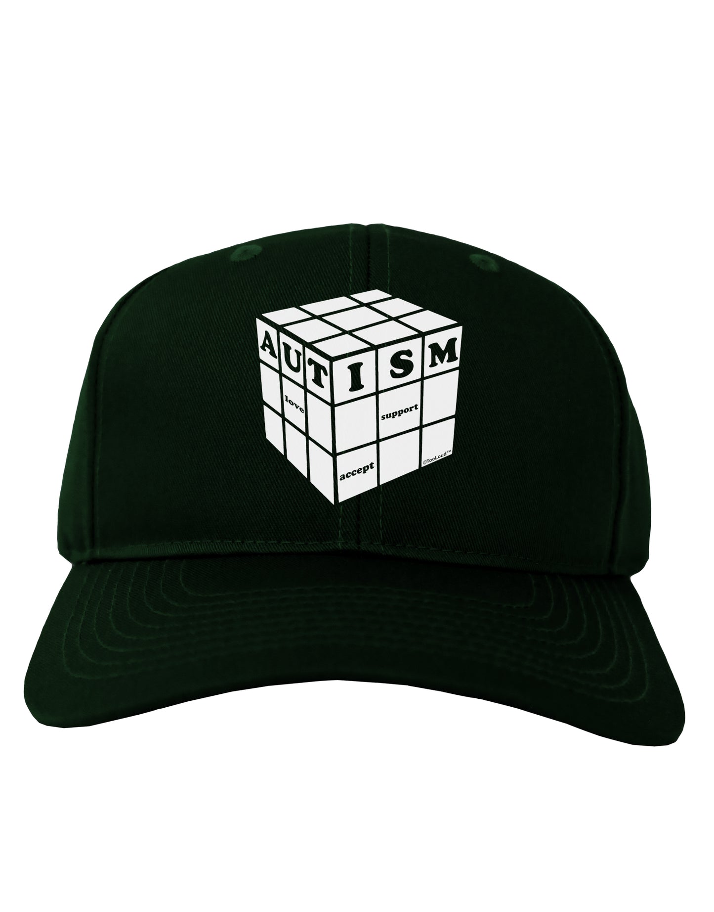Autism Awareness - Cube B & W Adult Dark Baseball Cap Hat-Baseball Cap-TooLoud-Hunter-Green-One Size-Davson Sales