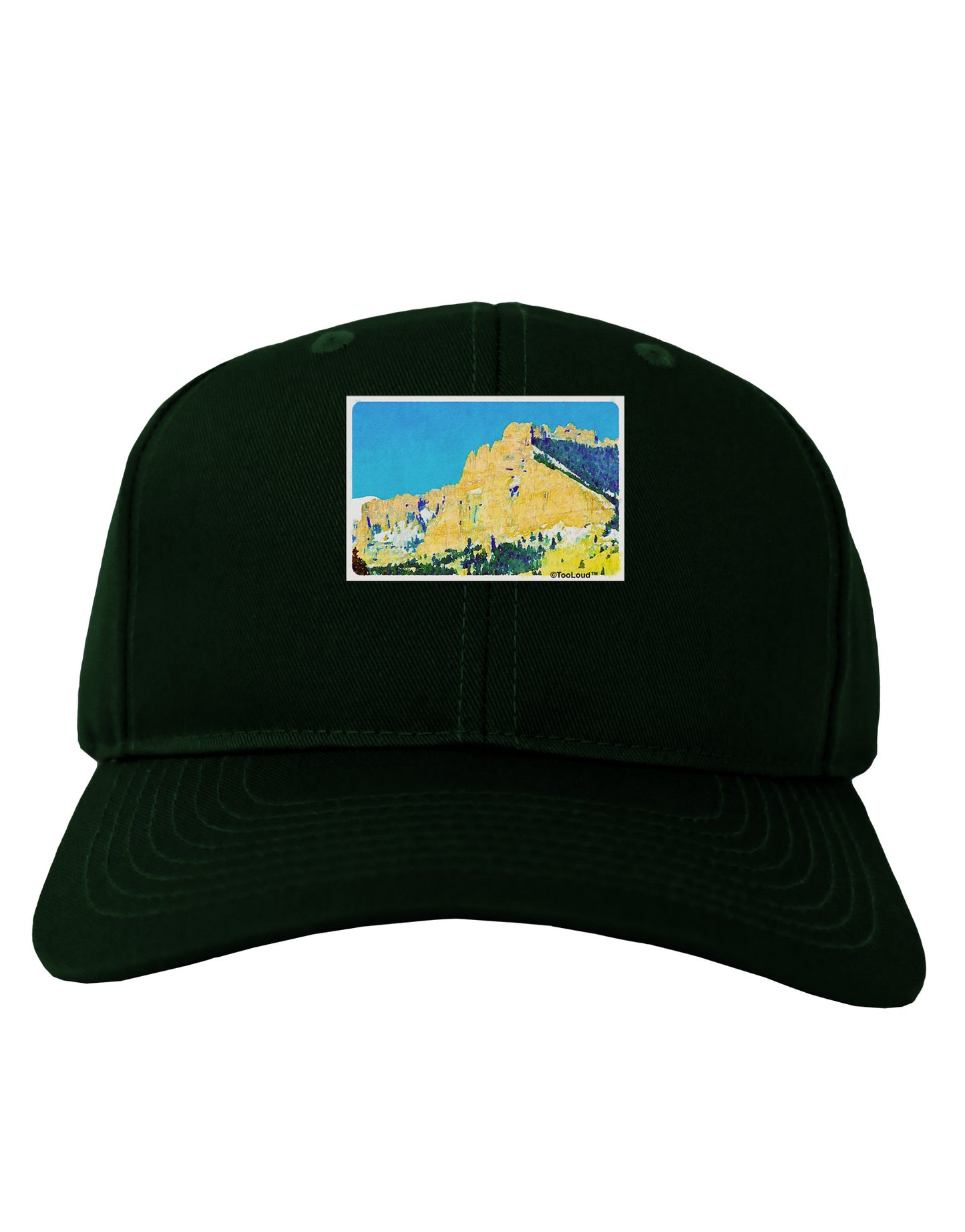 Colorado Snowy Mtns WaterColor Adult Dark Baseball Cap Hat-Baseball Cap-TooLoud-Hunter-Green-One Size-Davson Sales