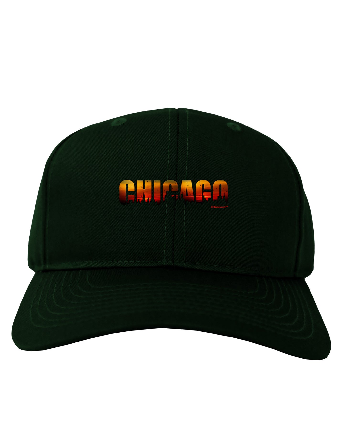 Chicago Skyline Cutout - Sunset Sky Adult Dark Baseball Cap Hat by TooLoud-Baseball Cap-TooLoud-Hunter-Green-One Size-Davson Sales