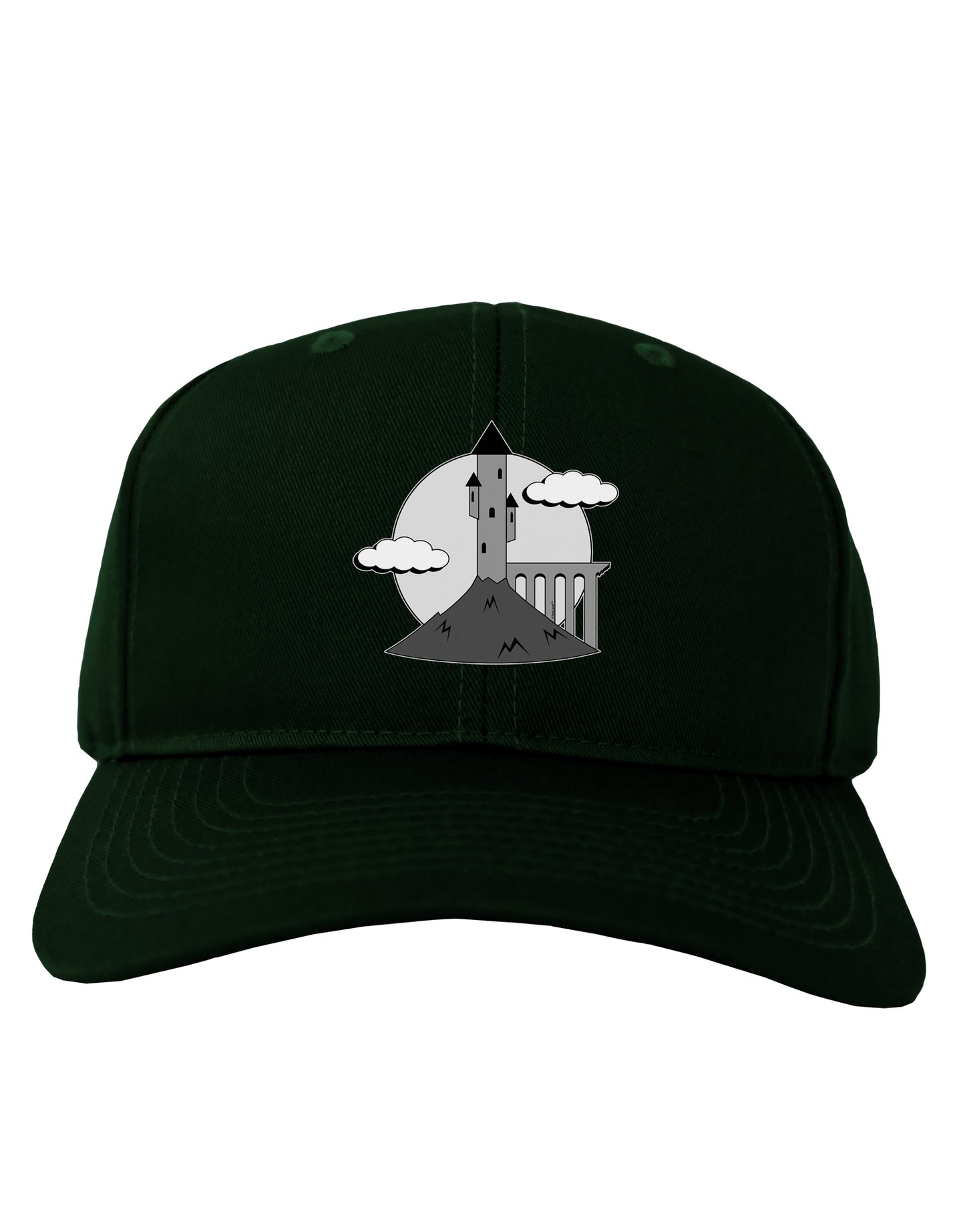 Moonlit Wizard Tower - Grayscale Adult Dark Baseball Cap Hat-Baseball Cap-TooLoud-Hunter-Green-One Size-Davson Sales