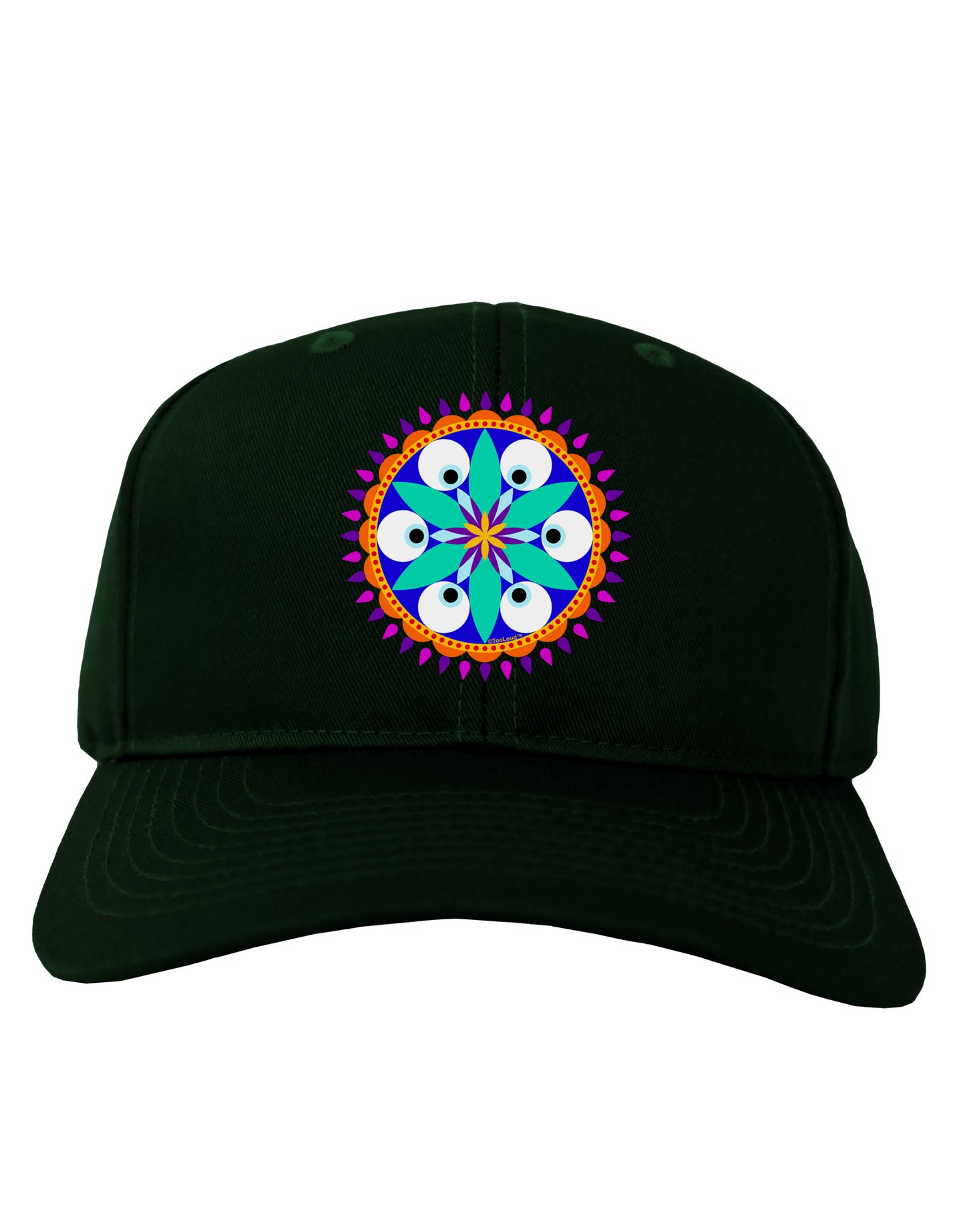 Evil Eye Protection Mandala Adult Dark Baseball Cap Hat by-Baseball Cap-TooLoud-Hunter-Green-One Size-Davson Sales