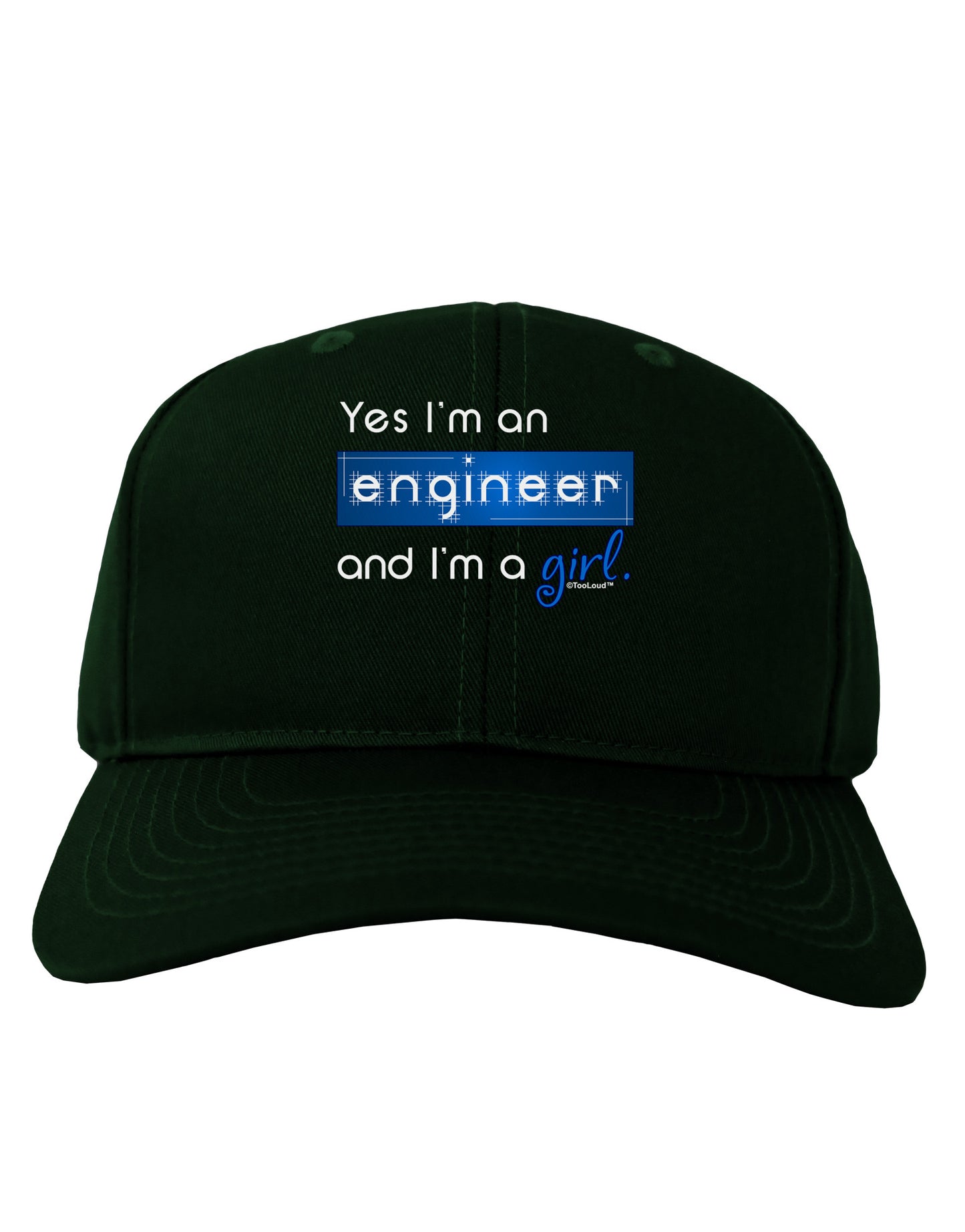 TooLoud Yes I am a Engineer Girl Adult Dark Baseball Cap Hat-Baseball Cap-TooLoud-Hunter-Green-One Size-Davson Sales