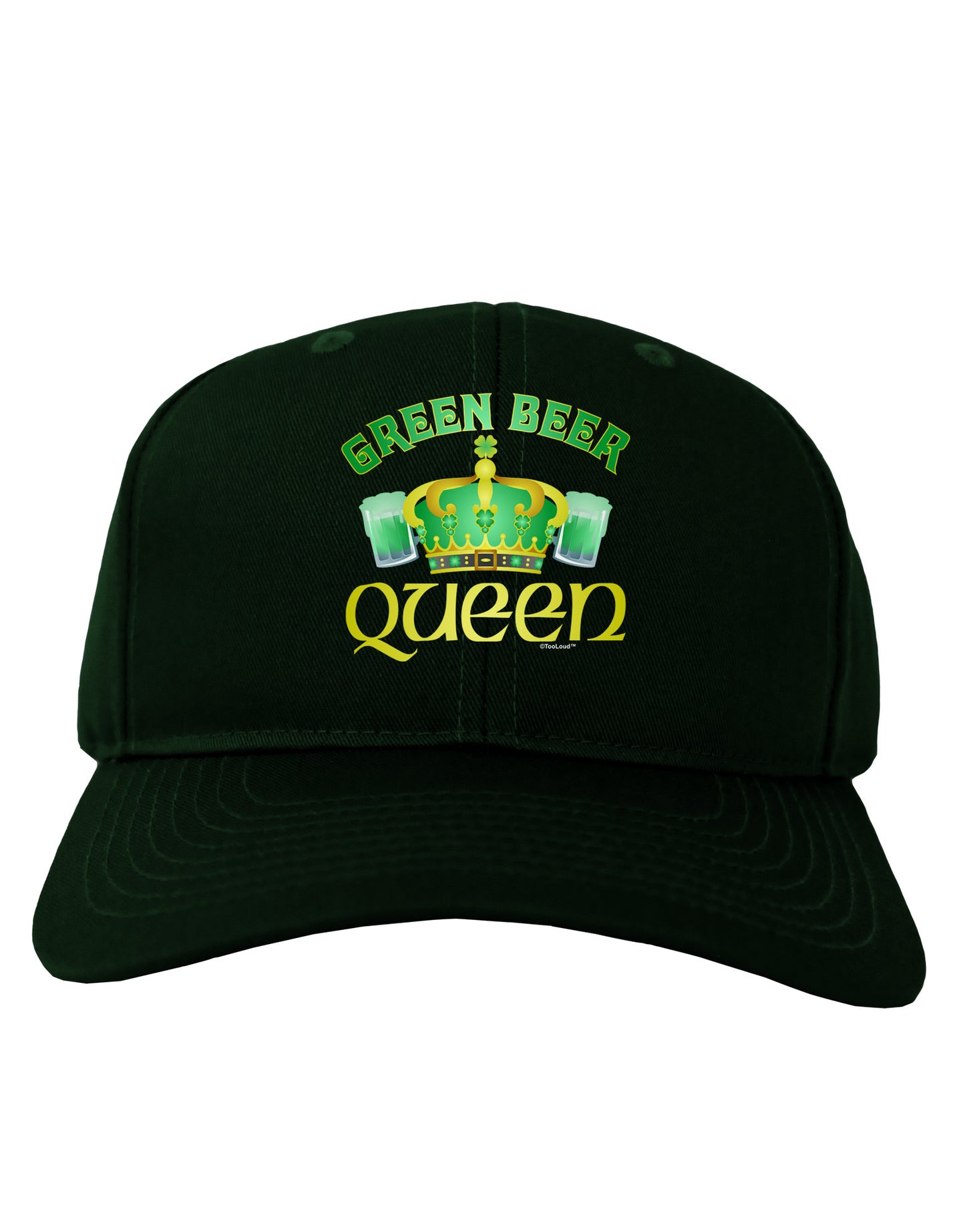 Green Beer Queen Adult Dark Baseball Cap Hat-Baseball Cap-TooLoud-Hunter-Green-One Size-Davson Sales