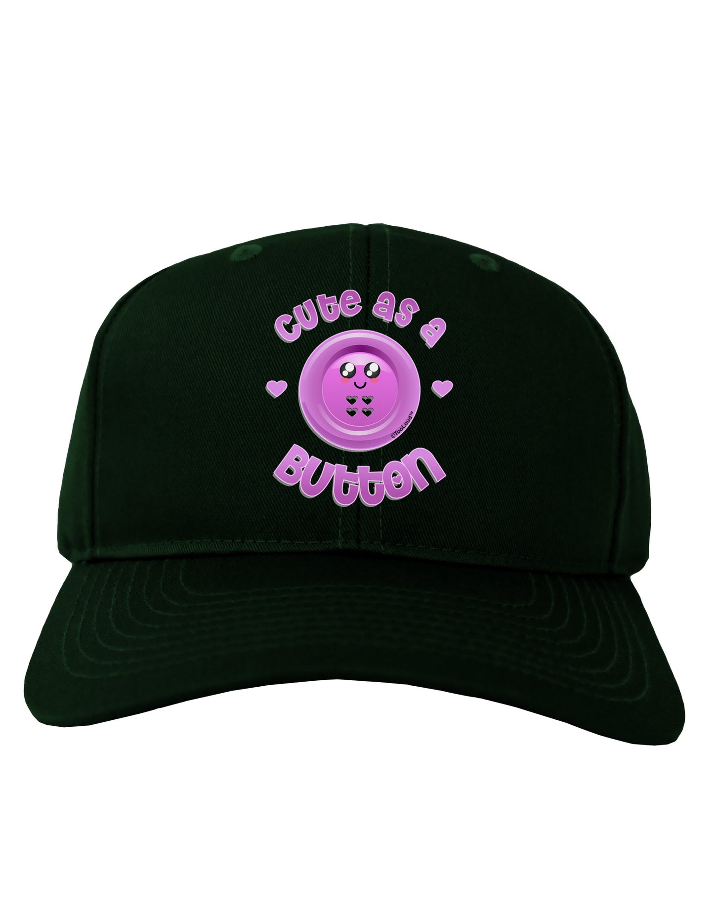 Cute As A Button Smiley Face Adult Dark Baseball Cap Hat-Baseball Cap-TooLoud-Hunter-Green-One Size-Davson Sales