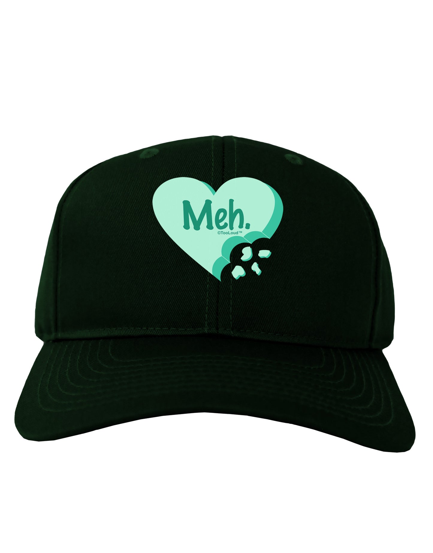 Meh Candy Heart Green - Valentines Day Adult Dark Baseball Cap Hat by TooLoud-Baseball Cap-TooLoud-Hunter-Green-One Size-Davson Sales