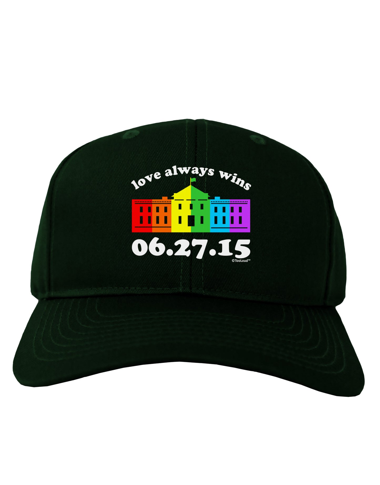 Love Always Wins with Date - Marriage Equality Adult Dark Baseball Cap Hat-Baseball Cap-TooLoud-Hunter-Green-One Size-Davson Sales