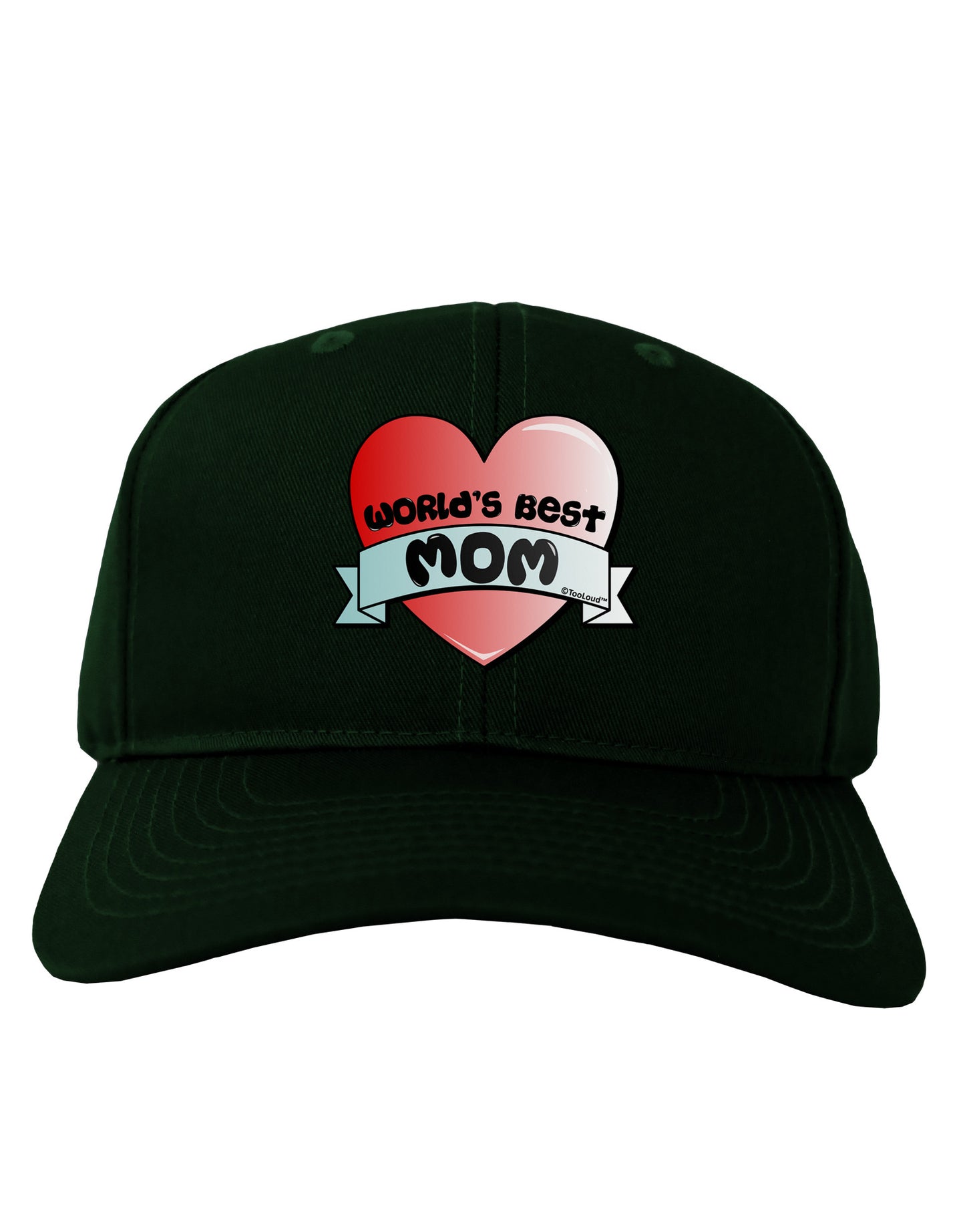 World's Best Mom - Heart Banner Design Adult Dark Baseball Cap Hat by TooLoud-Baseball Cap-TooLoud-Hunter-Green-One Size-Davson Sales