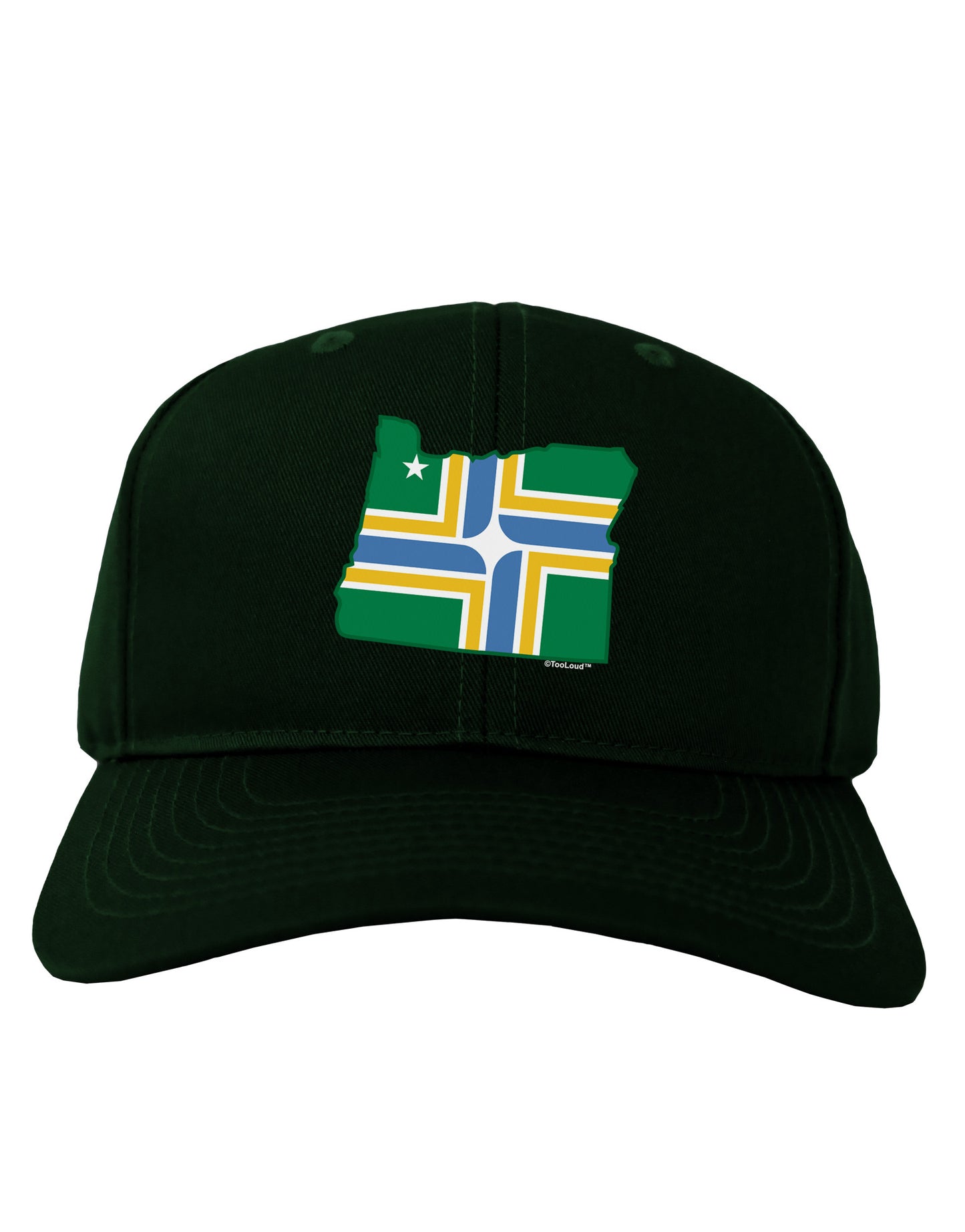 Portland Oregon Flag Adult Dark Baseball Cap Hat-Baseball Cap-TooLoud-Hunter-Green-One Size-Davson Sales