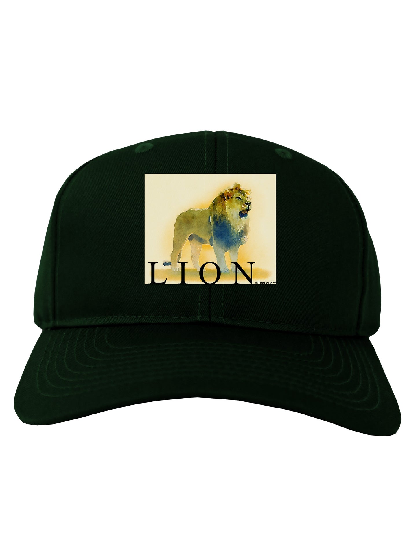 Lion Watercolor 1 Text Adult Dark Baseball Cap Hat-Baseball Cap-TooLoud-Hunter-Green-One Size-Davson Sales