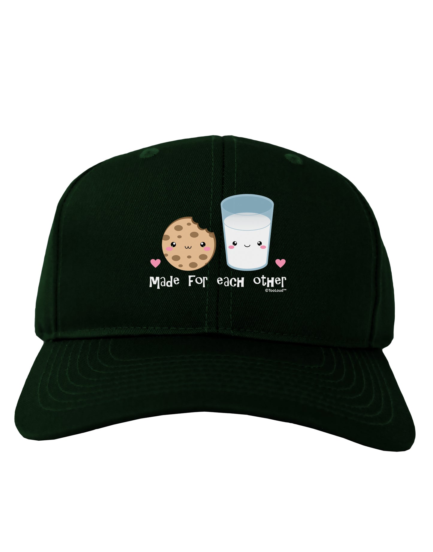 Cute Milk and Cookie - Made for Each Other Adult Dark Baseball Cap Hat by TooLoud-Baseball Cap-TooLoud-Hunter-Green-One Size-Davson Sales