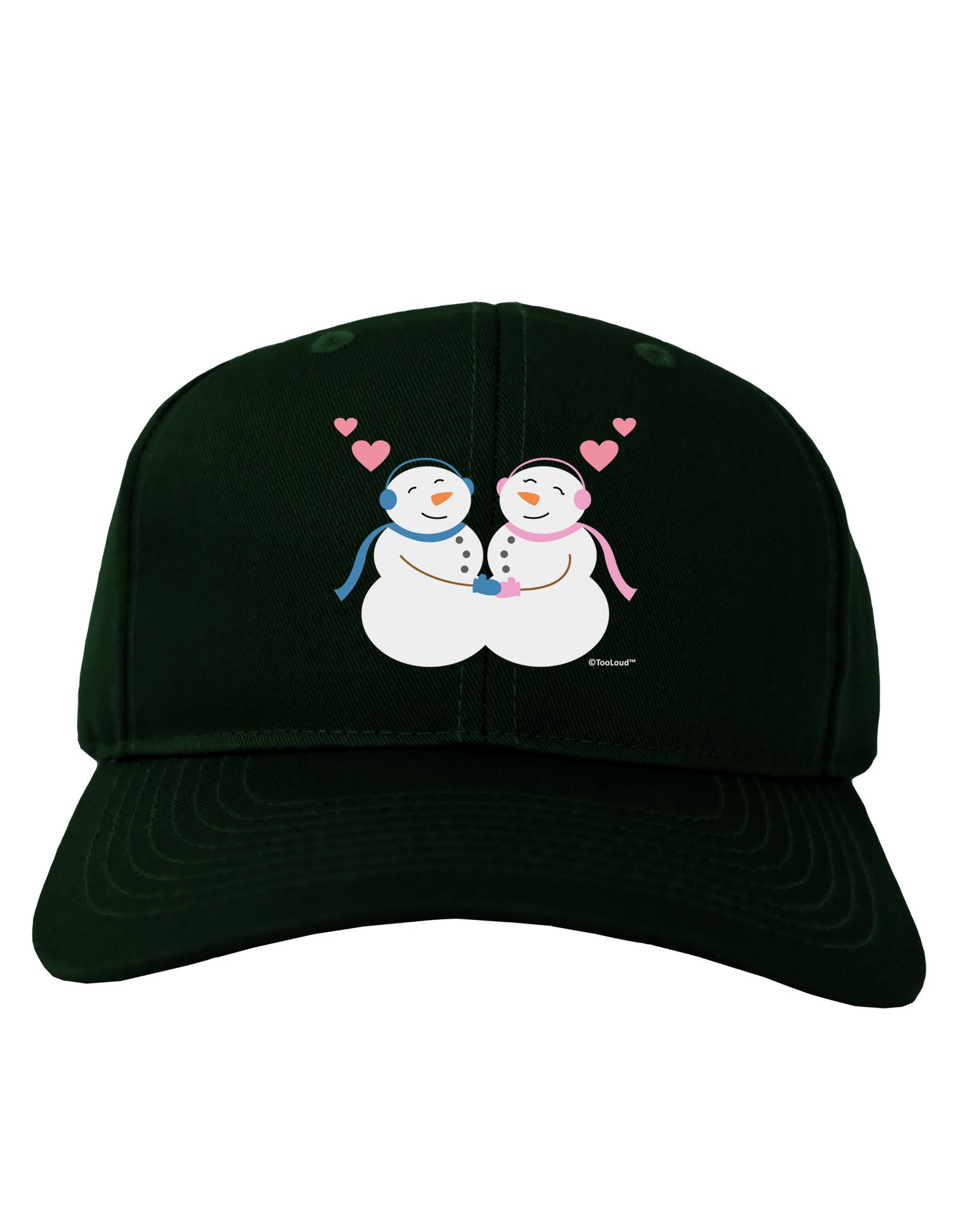 Cute Snowman and Snowwoman Couple Adult Dark Baseball Cap Hat by TooLoud-Baseball Cap-TooLoud-Hunter-Green-One Size-Davson Sales