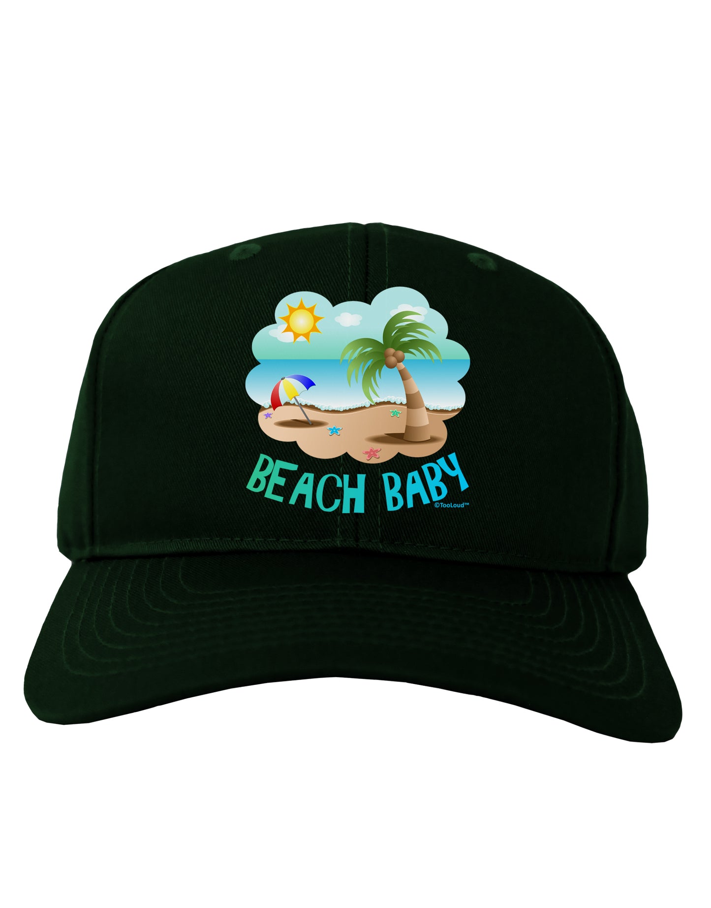 Fun Summer Beach Scene - Beach Baby Adult Dark Baseball Cap Hat by TooLoud-Baseball Cap-TooLoud-Hunter-Green-One Size-Davson Sales