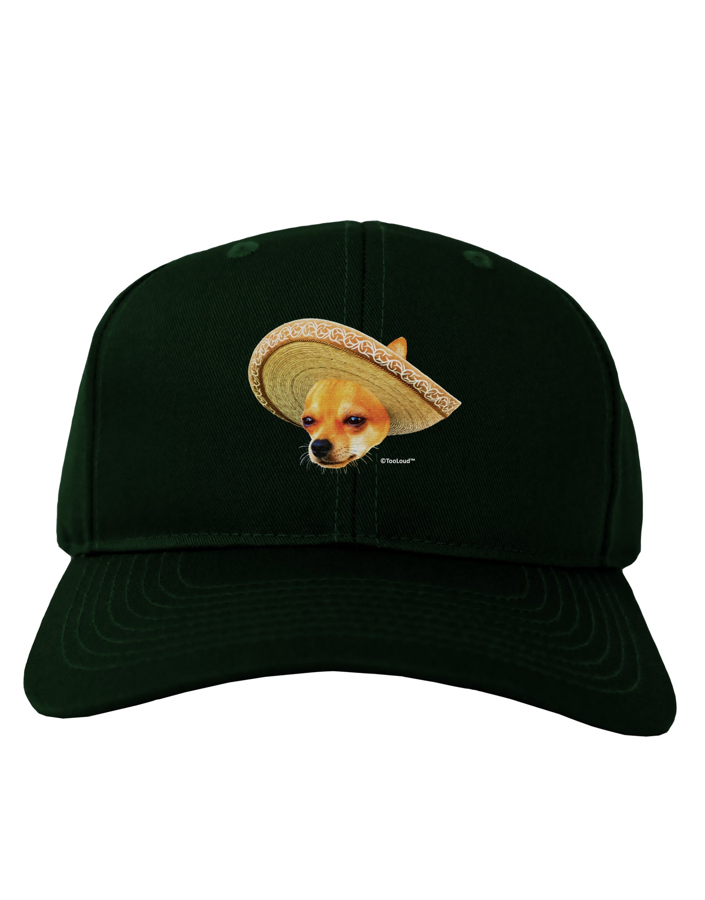 Chihuahua Dog with Sombrero - Patchwork Design Adult Dark Baseball Cap Hat by TooLoud-Baseball Cap-TooLoud-Hunter-Green-One Size-Davson Sales