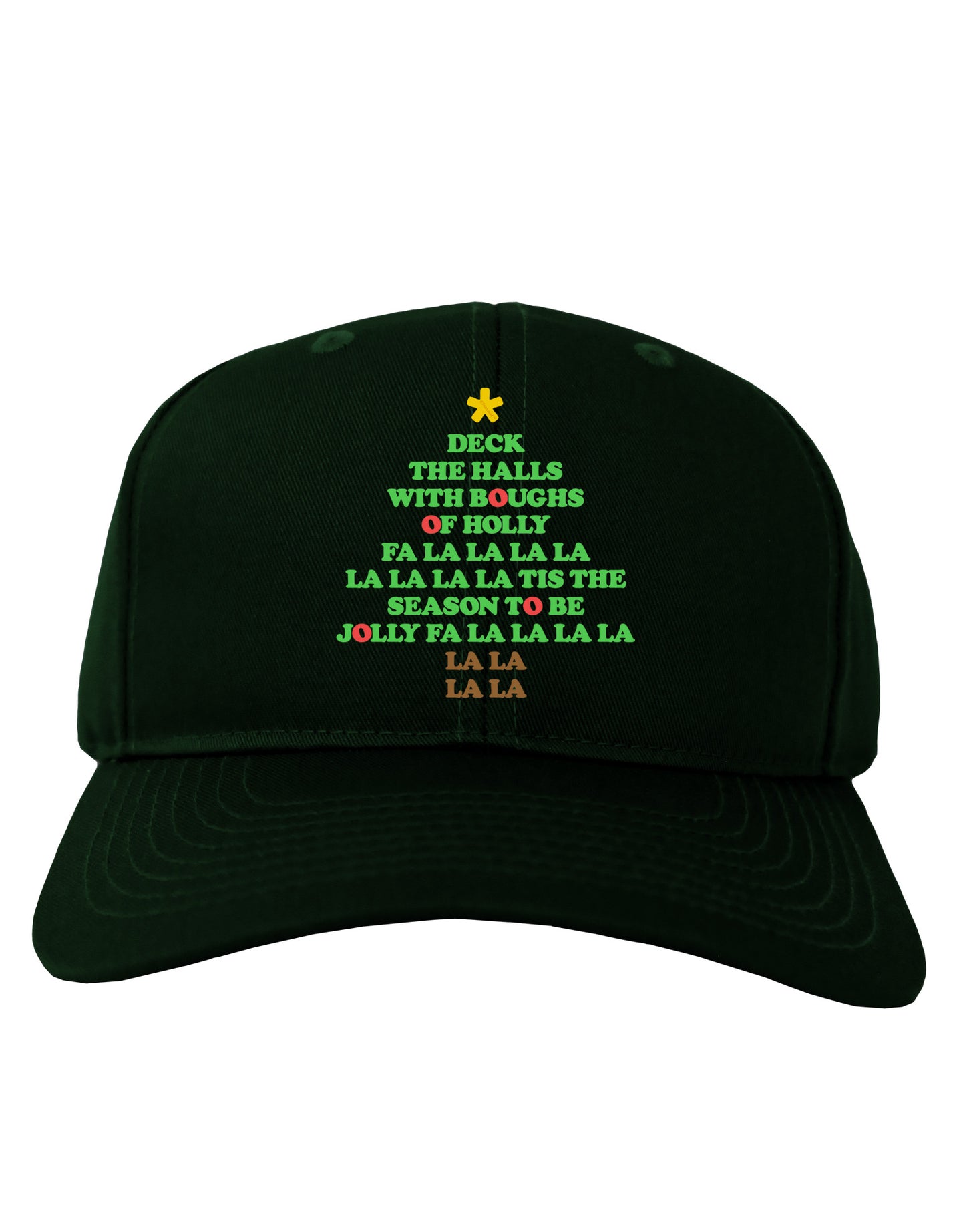 Deck the Halls Lyrics Christmas Tree Adult Dark Baseball Cap Hat-Baseball Cap-TooLoud-Hunter-Green-One Size-Davson Sales