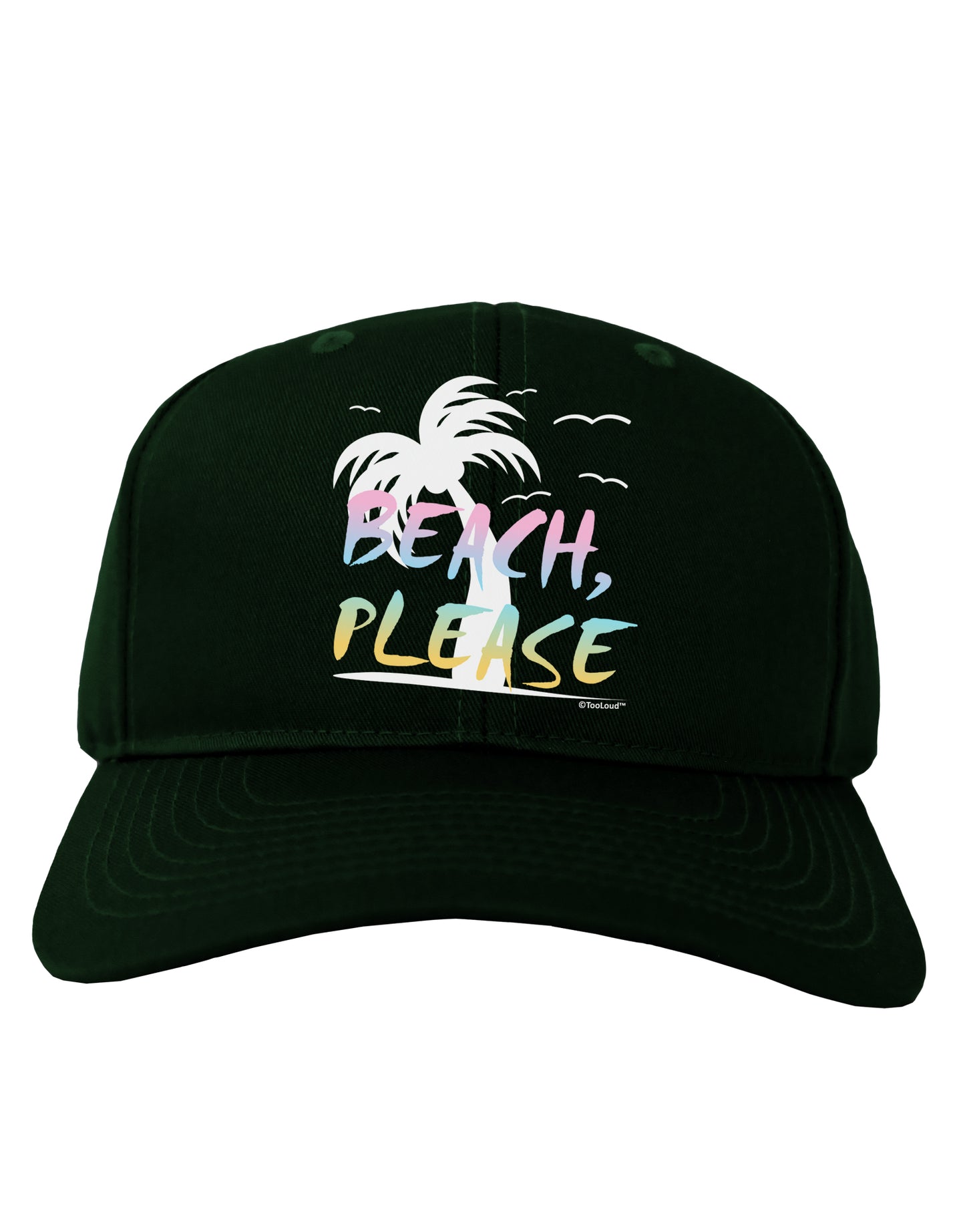 Beach Please - Summer Colors with Palm Trees Adult Dark Baseball Cap Hat-Baseball Cap-TooLoud-Hunter-Green-One Size-Davson Sales