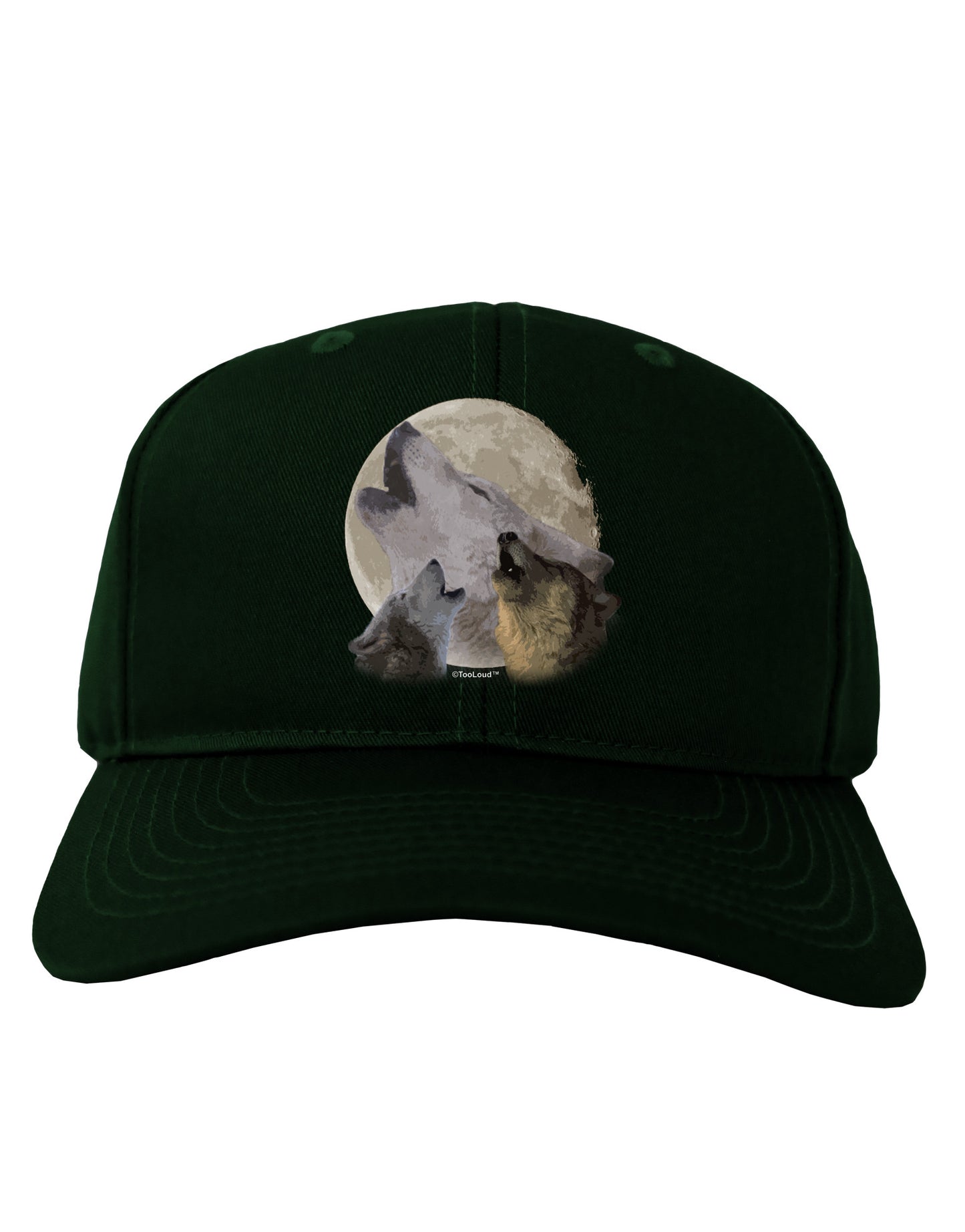 Three Wolves Howling at the Moon Adult Dark Baseball Cap Hat by TooLoud-Baseball Cap-TooLoud-Hunter-Green-One Size-Davson Sales