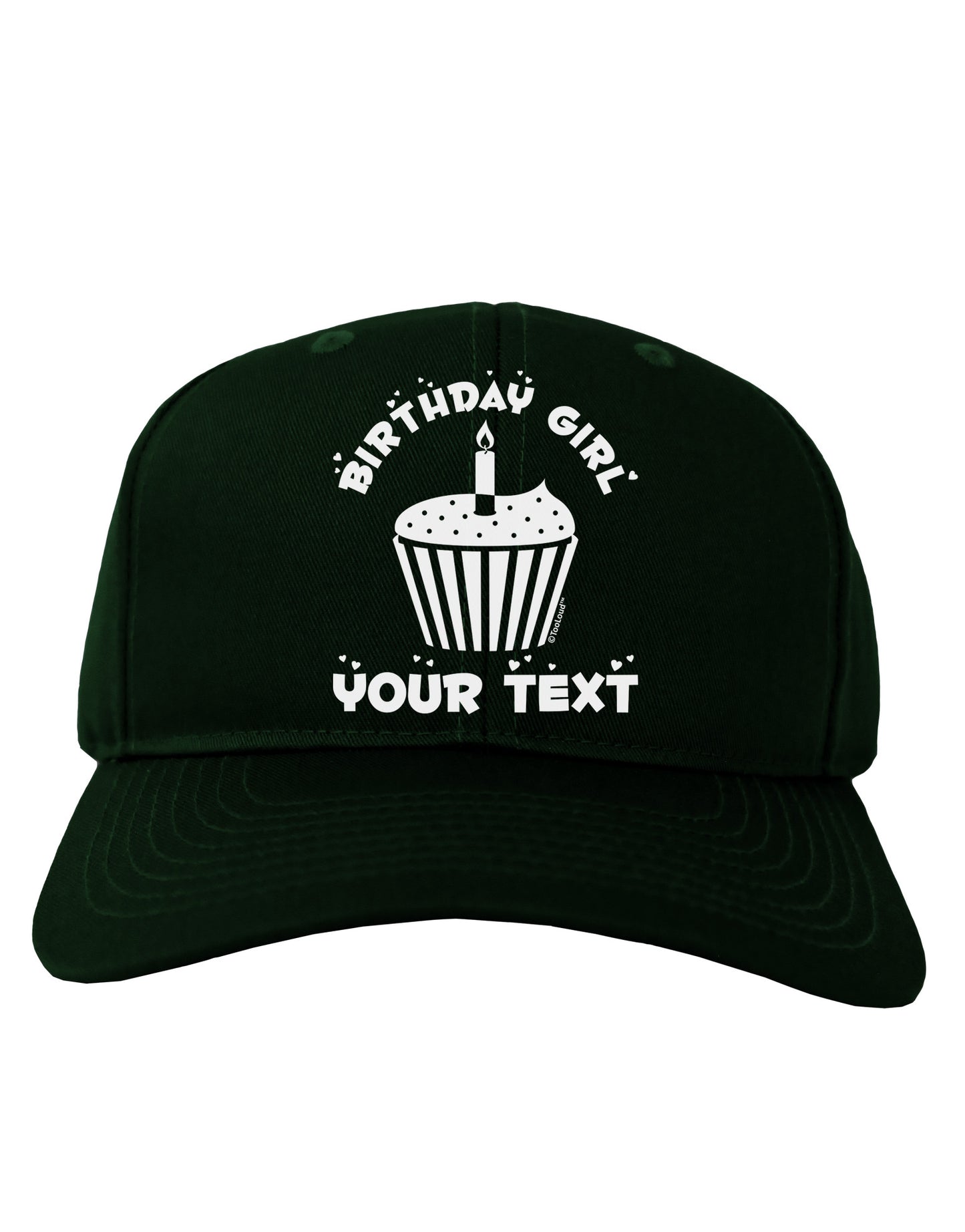 Personalized Birthday Girl Cupcake -Customizable- Name Adult Dark Baseball Cap Hat-Baseball Cap-TooLoud-Hunter-Green-One Size-Davson Sales
