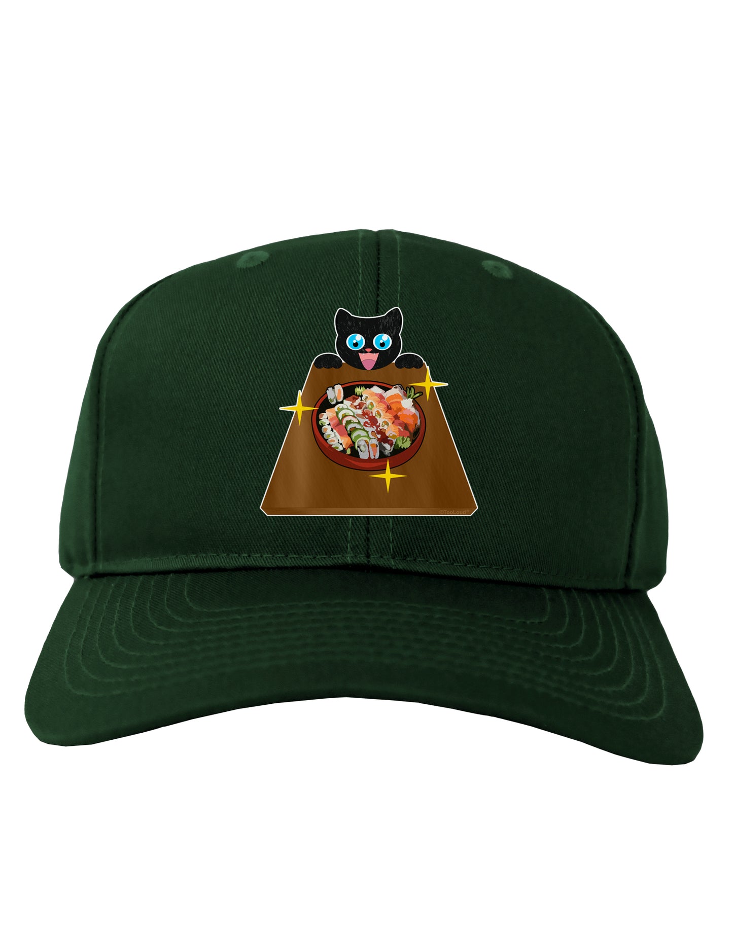 Anime Cat Loves Sushi Adult Dark Baseball Cap Hat by TooLoud-Baseball Cap-TooLoud-Hunter-Green-One Size-Davson Sales