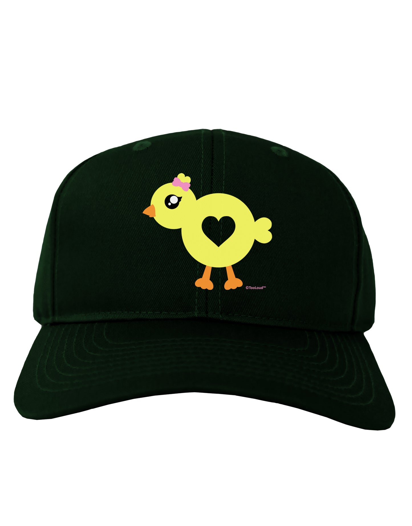 Cute Chick with Bow Adult Dark Baseball Cap Hat by TooLoud-Baseball Cap-TooLoud-Hunter-Green-One Size-Davson Sales