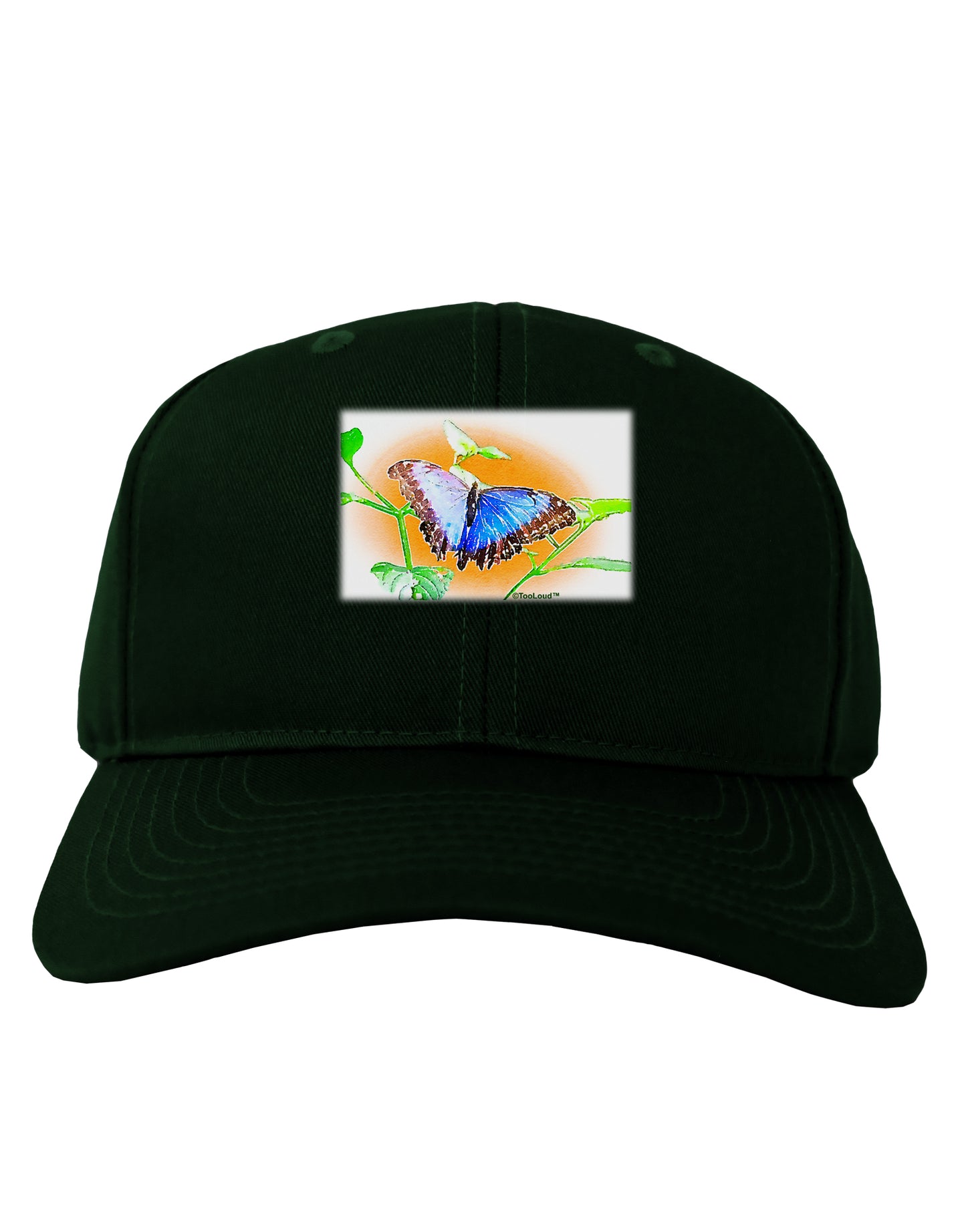 Blue Watercolor Butterfly Adult Dark Baseball Cap Hat-Baseball Cap-TooLoud-Hunter-Green-One Size-Davson Sales