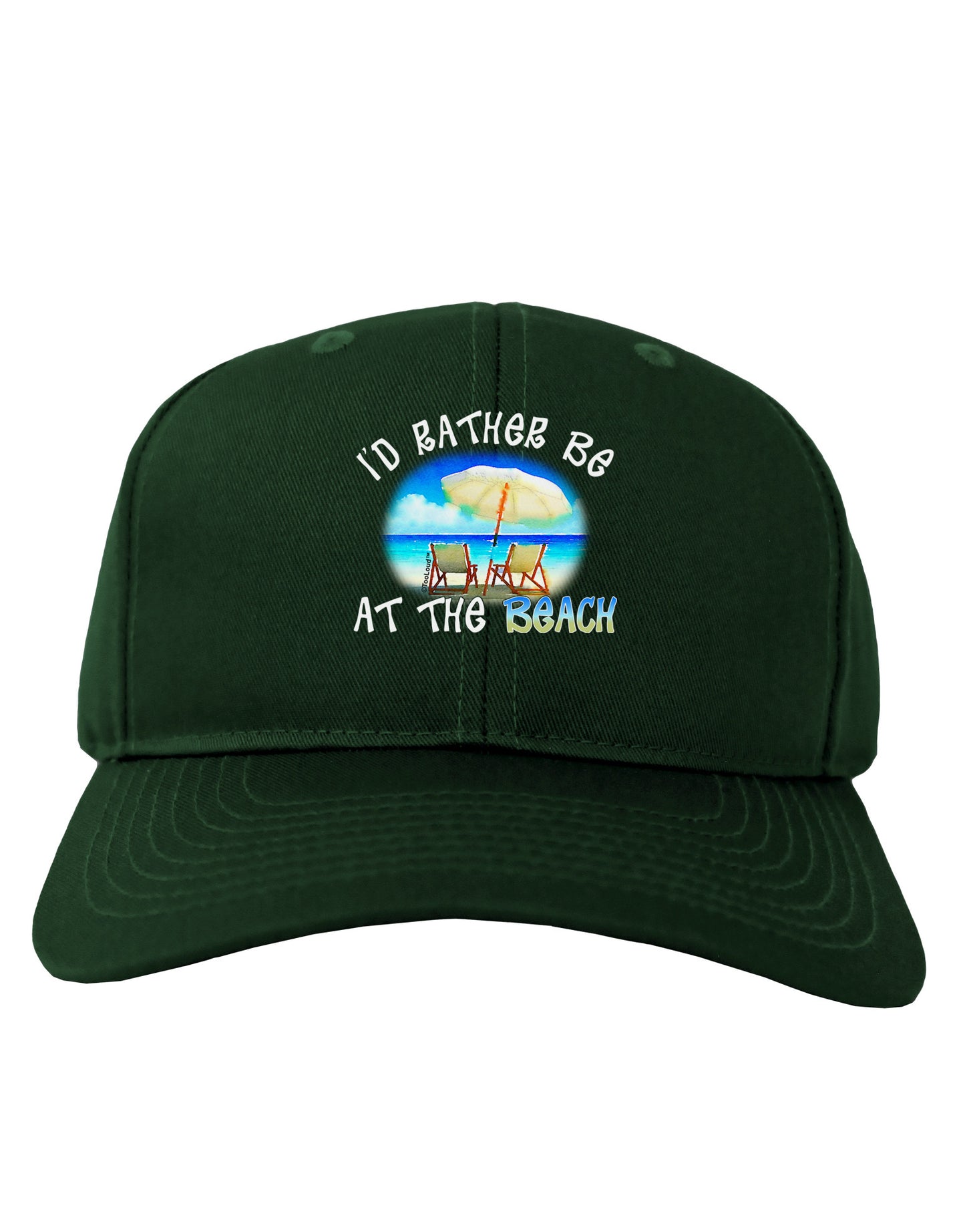 I'd Rather Be At The Beach Adult Dark Baseball Cap Hat-Baseball Cap-TooLoud-Hunter-Green-One Size-Davson Sales