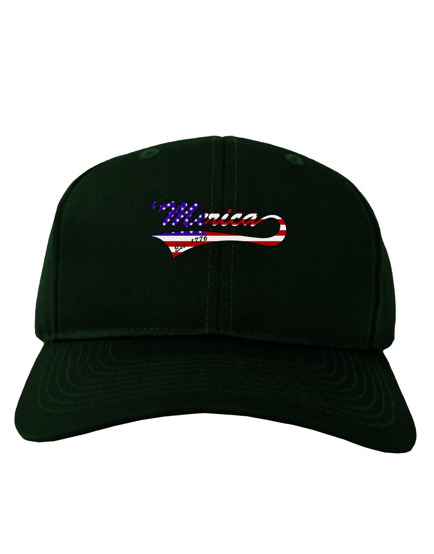 Merica Established 1776 - American Flag Style Adult Dark Baseball Cap Hat by TooLoud-Baseball Cap-TooLoud-Hunter-Green-One Size-Davson Sales