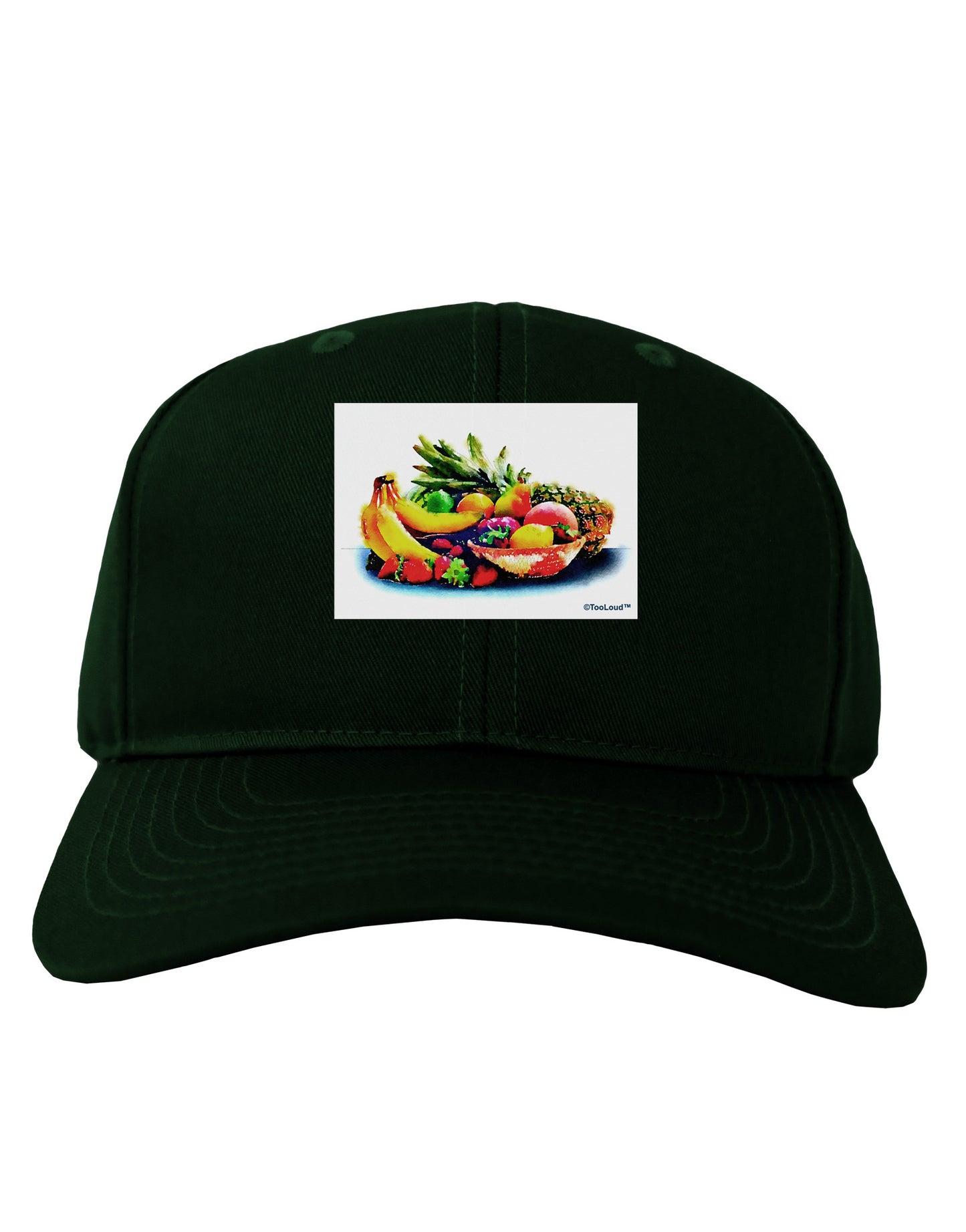 TooLoud Watercolor Fruit Bowl 3 Adult Dark Baseball Cap Hat-Baseball Cap-TooLoud-Hunter-Green-One Size-Davson Sales